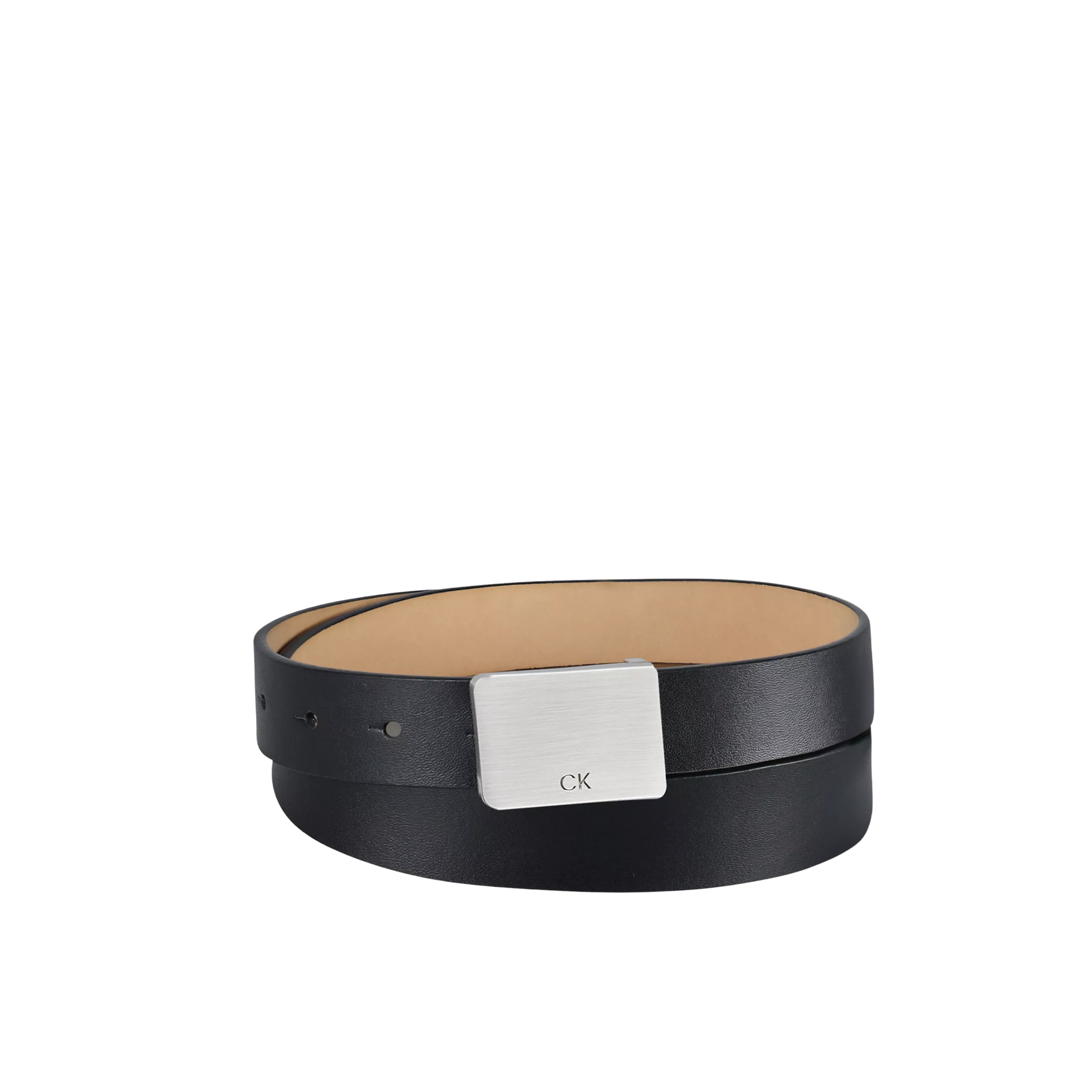 Calvin Klein Men Smooth Plaque Belt - Black