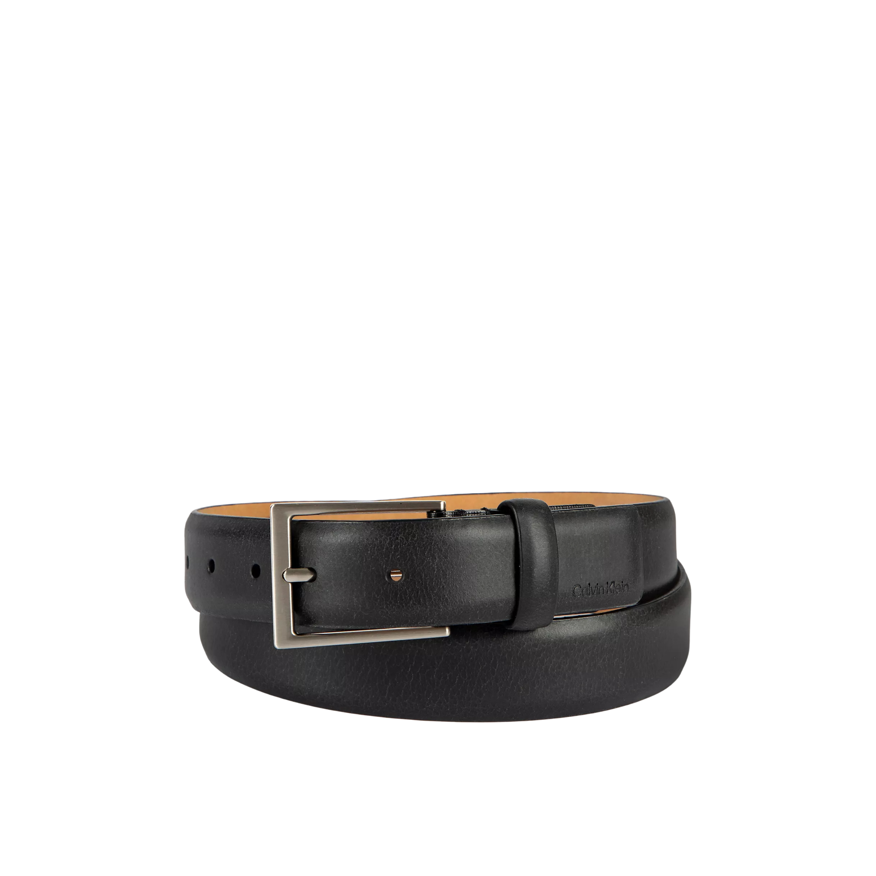 Calvin Klein Men Embossed Logo Harness Buckle Belt - Black