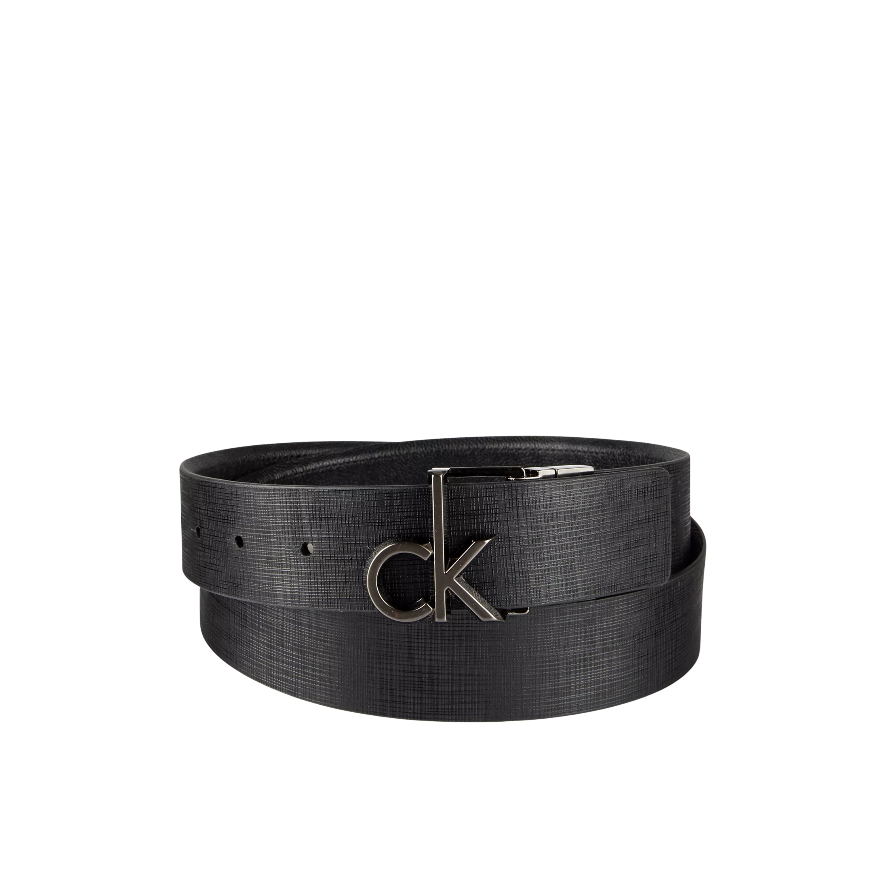 Calvin Klein Men Monogram Logo Plaque Reversible Belt - Black