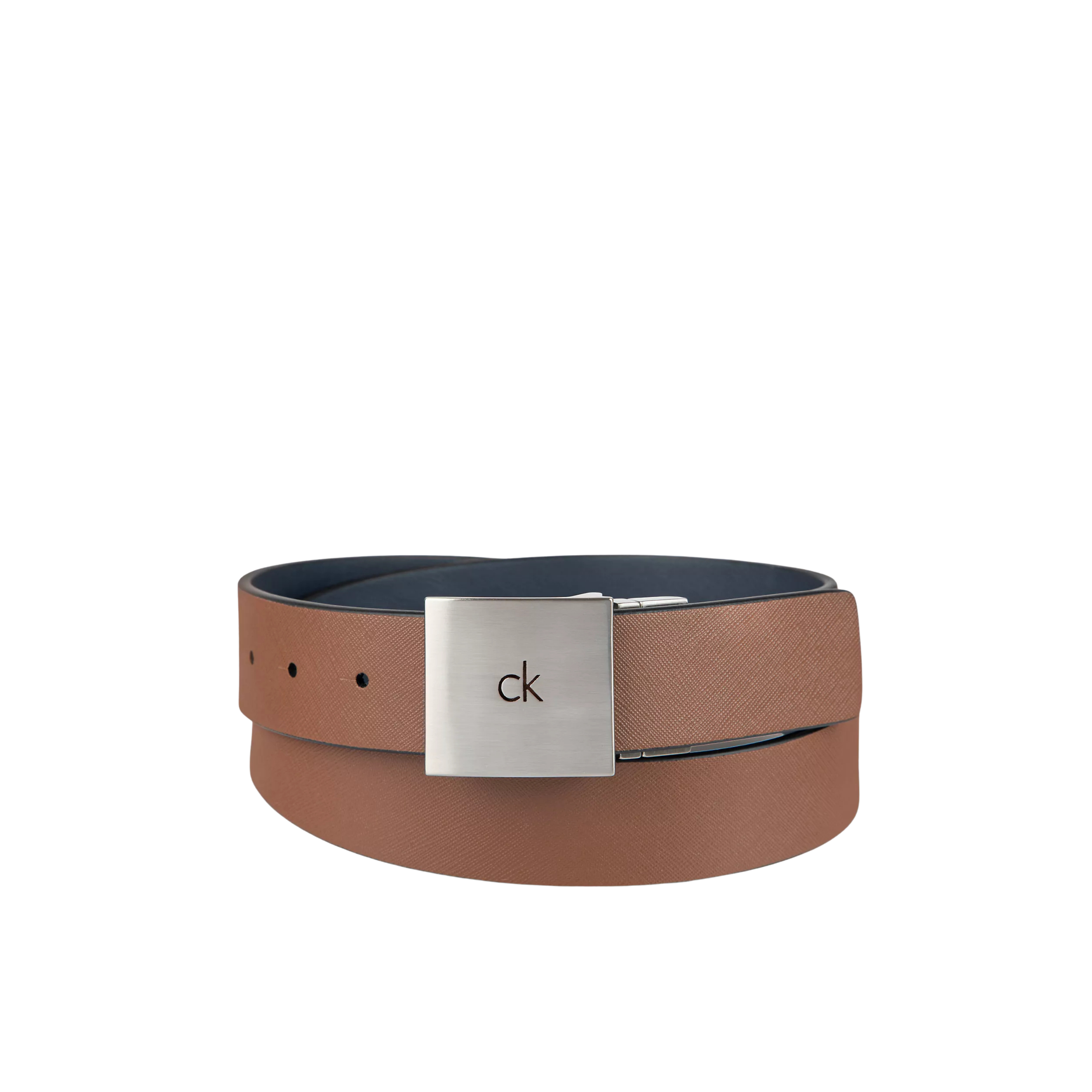 Calvin Klein Men Reversible Square Logo Plaque Belt - Ombre Blue Teak