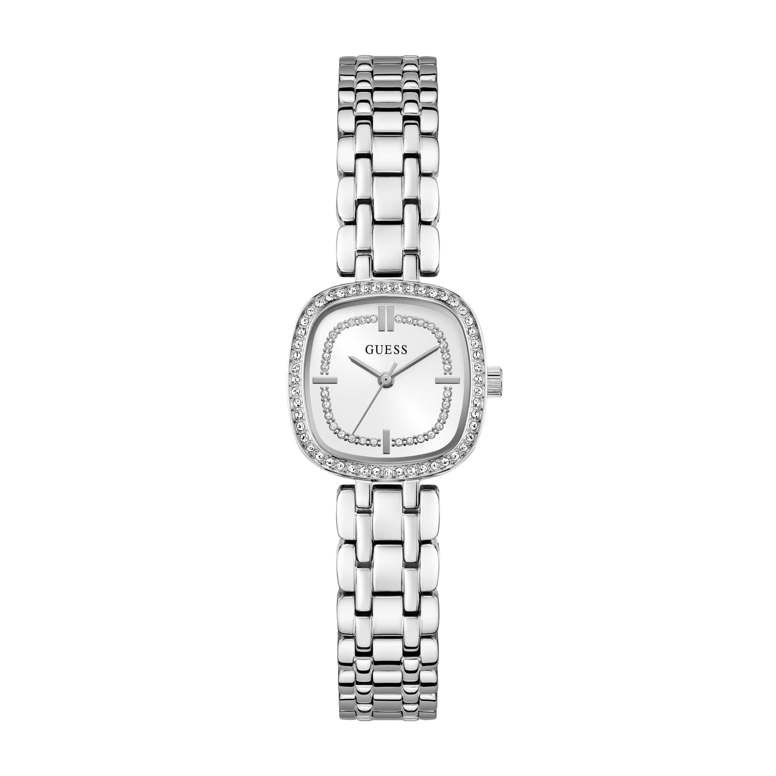 Guess Women Crystal Recycled Steel analogue watch 25 mm GW1018L1 - Silver