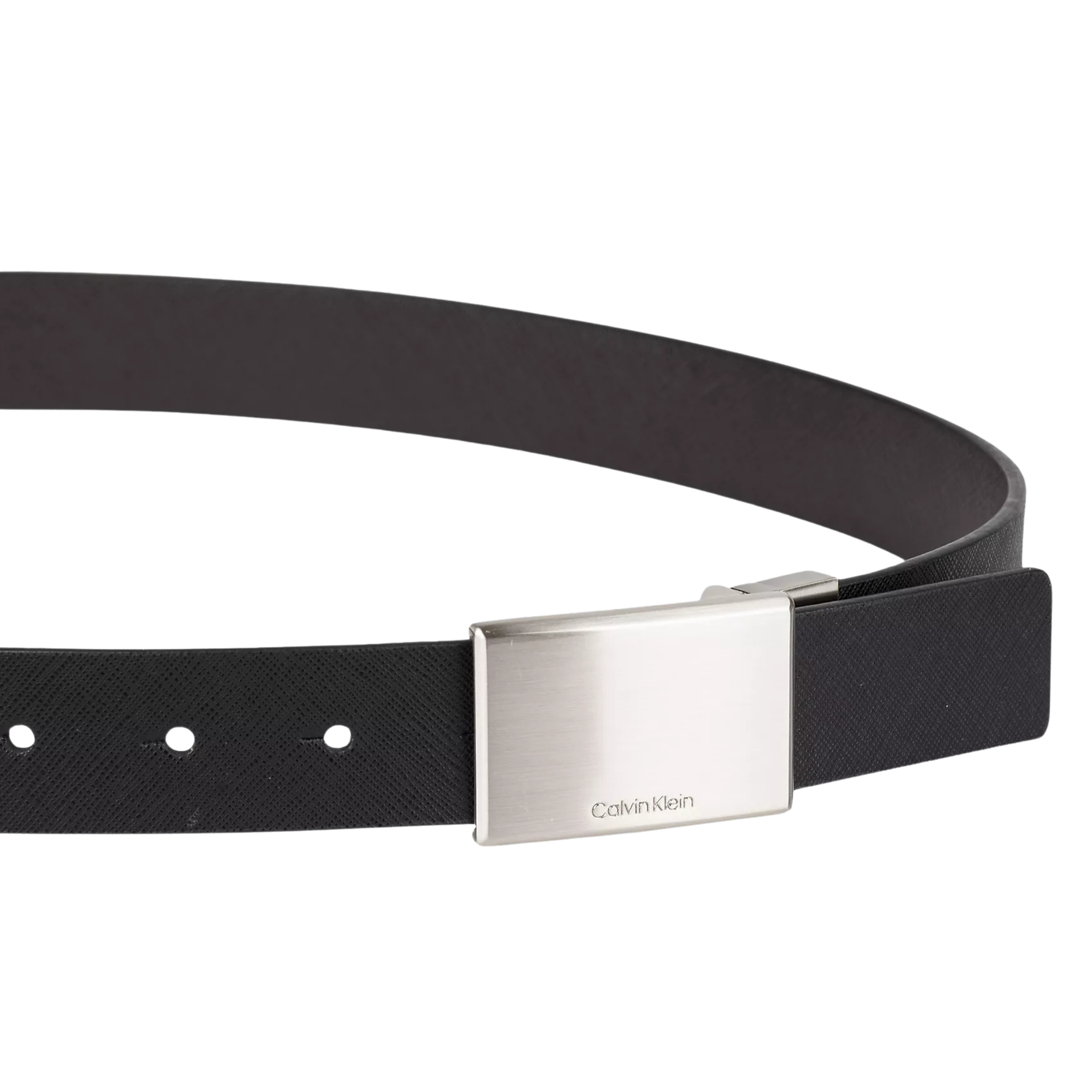 Calvin Klein Men Saffiano Reversible Plaque Buckle Belt - Black Brown