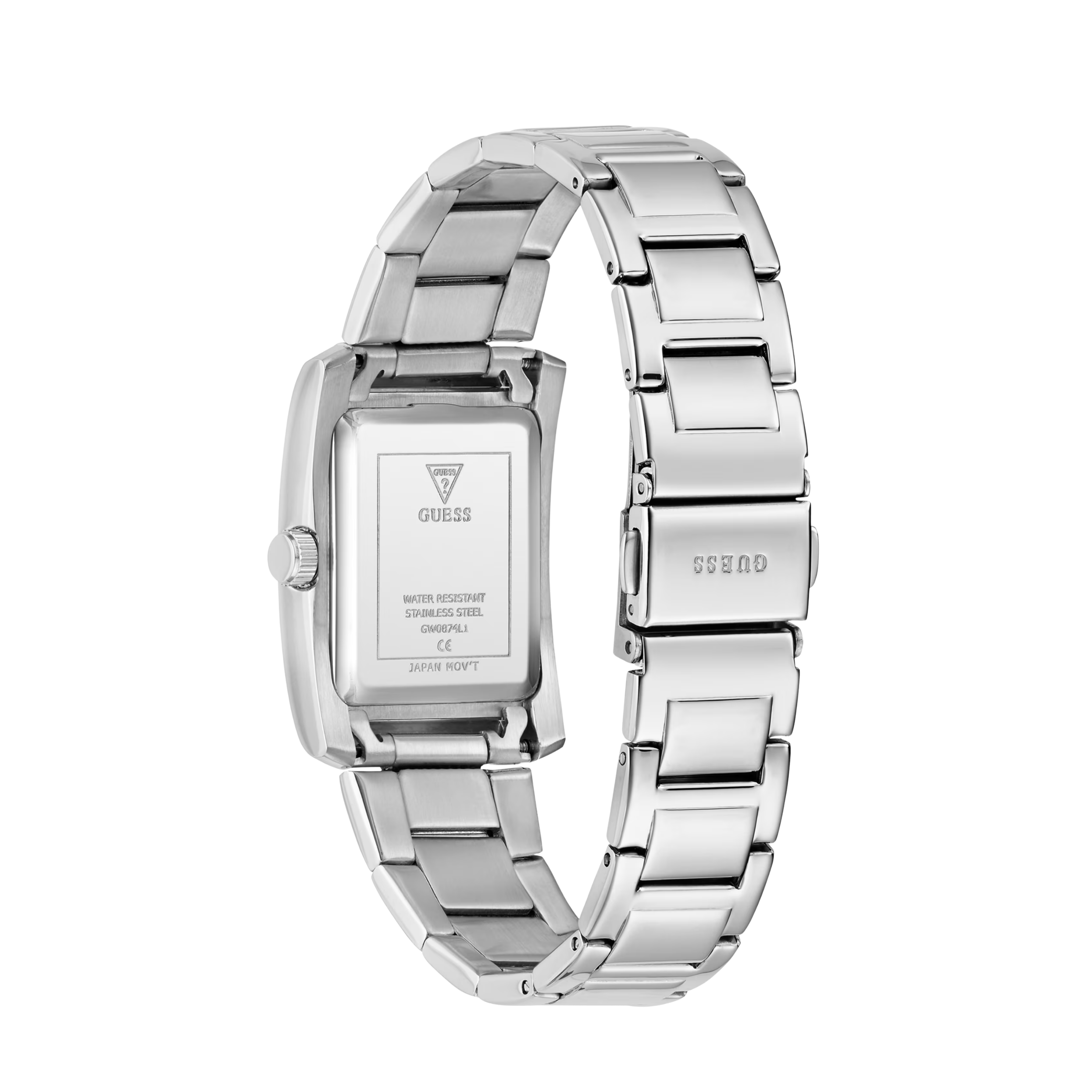 Guess Women Silver Tone Crystal Square Analog Watch GW0874L1 - Silver