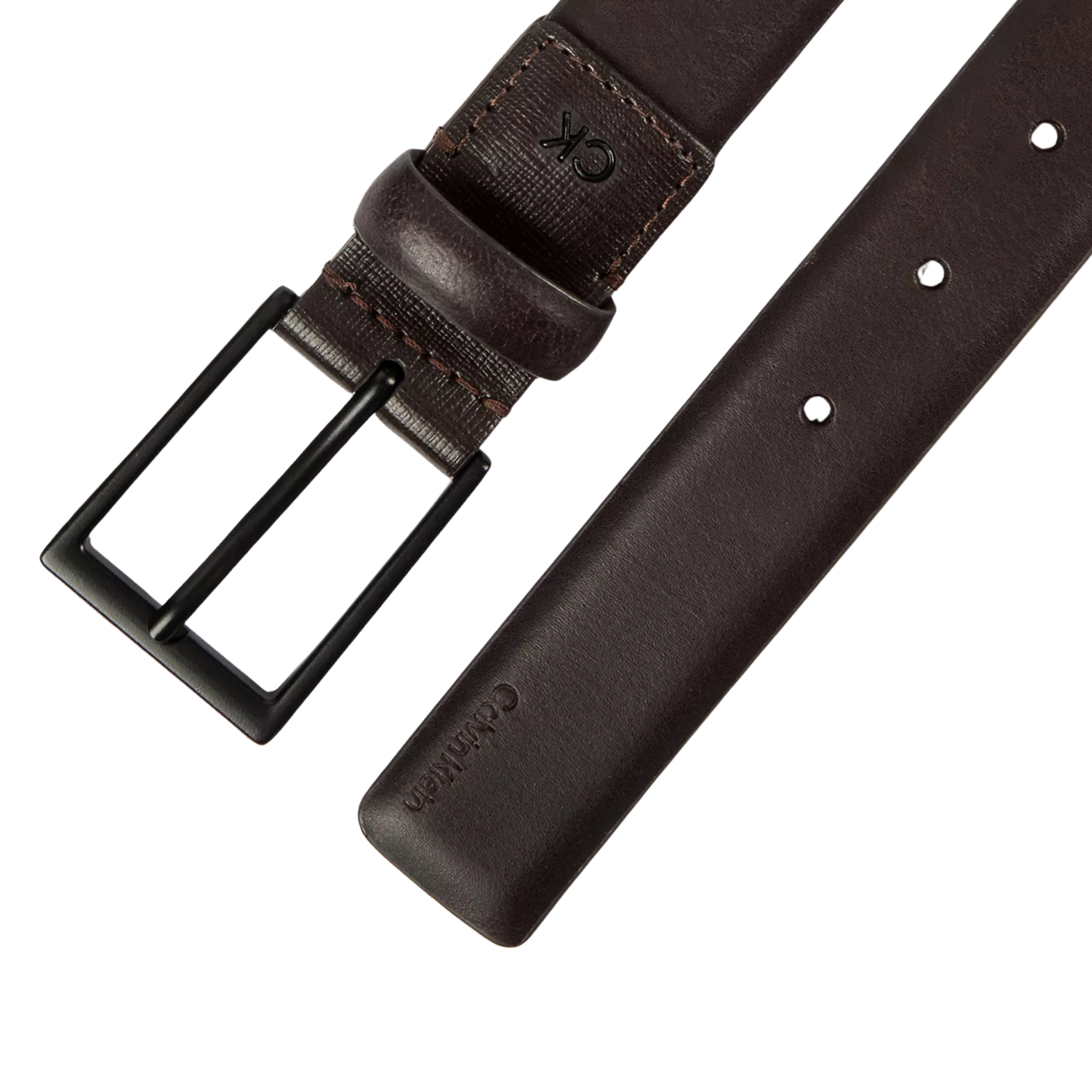 Calvin Klein Men Embossed Logo Harness Buckle Belt - Brown