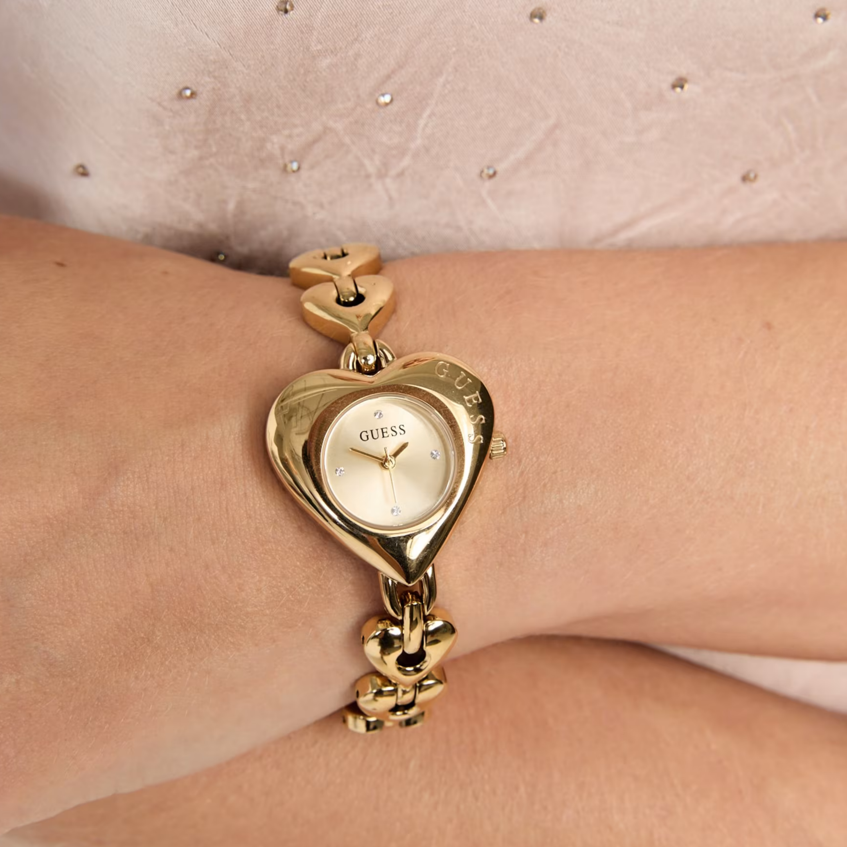 Guess Women Gold Tone Heart Analog Watch GW0992L2 - Gold
