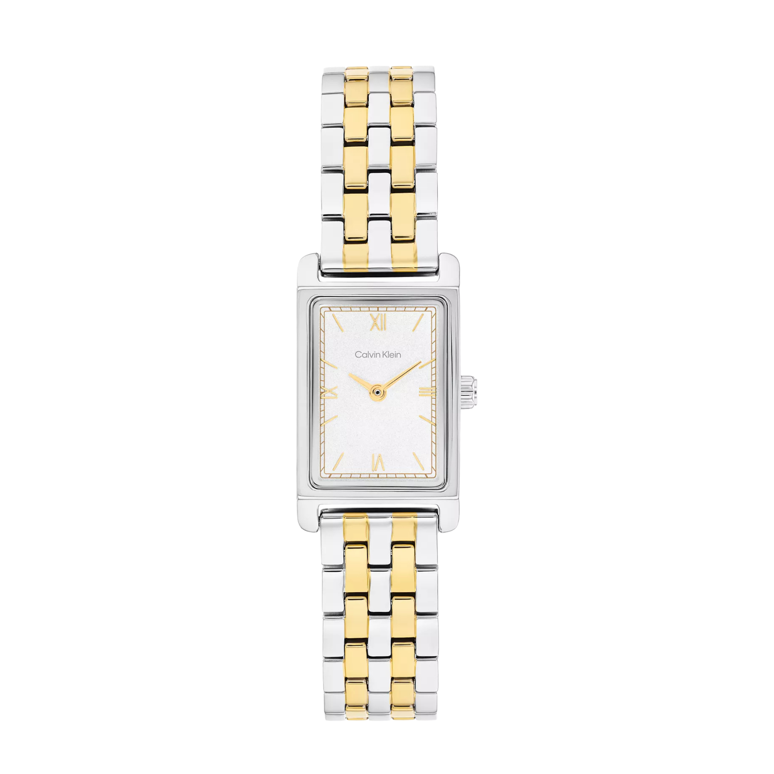 Calvin Klein Women Rectangle Dial Link Bracelet Watch - White