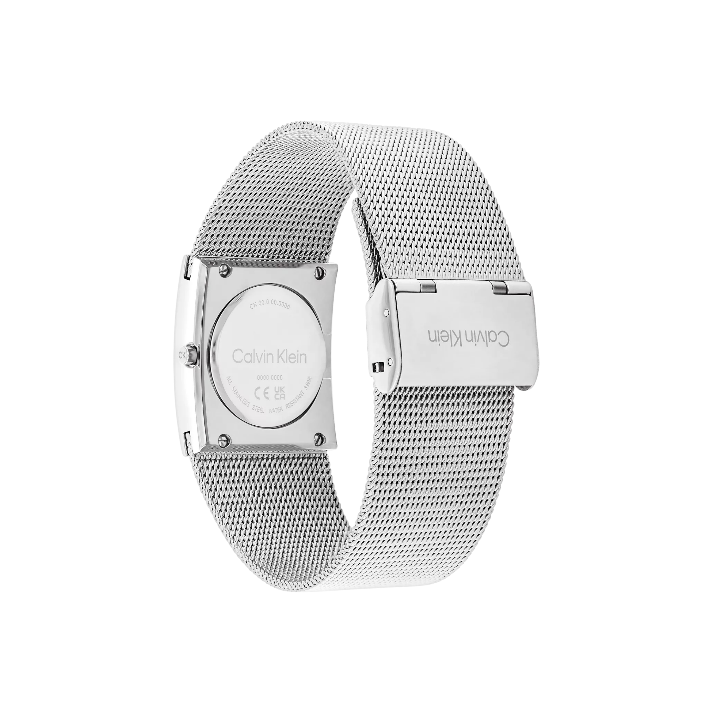 Calvin Klein Women Geometric Dial Mesh Bracelet Watch - Black Silver