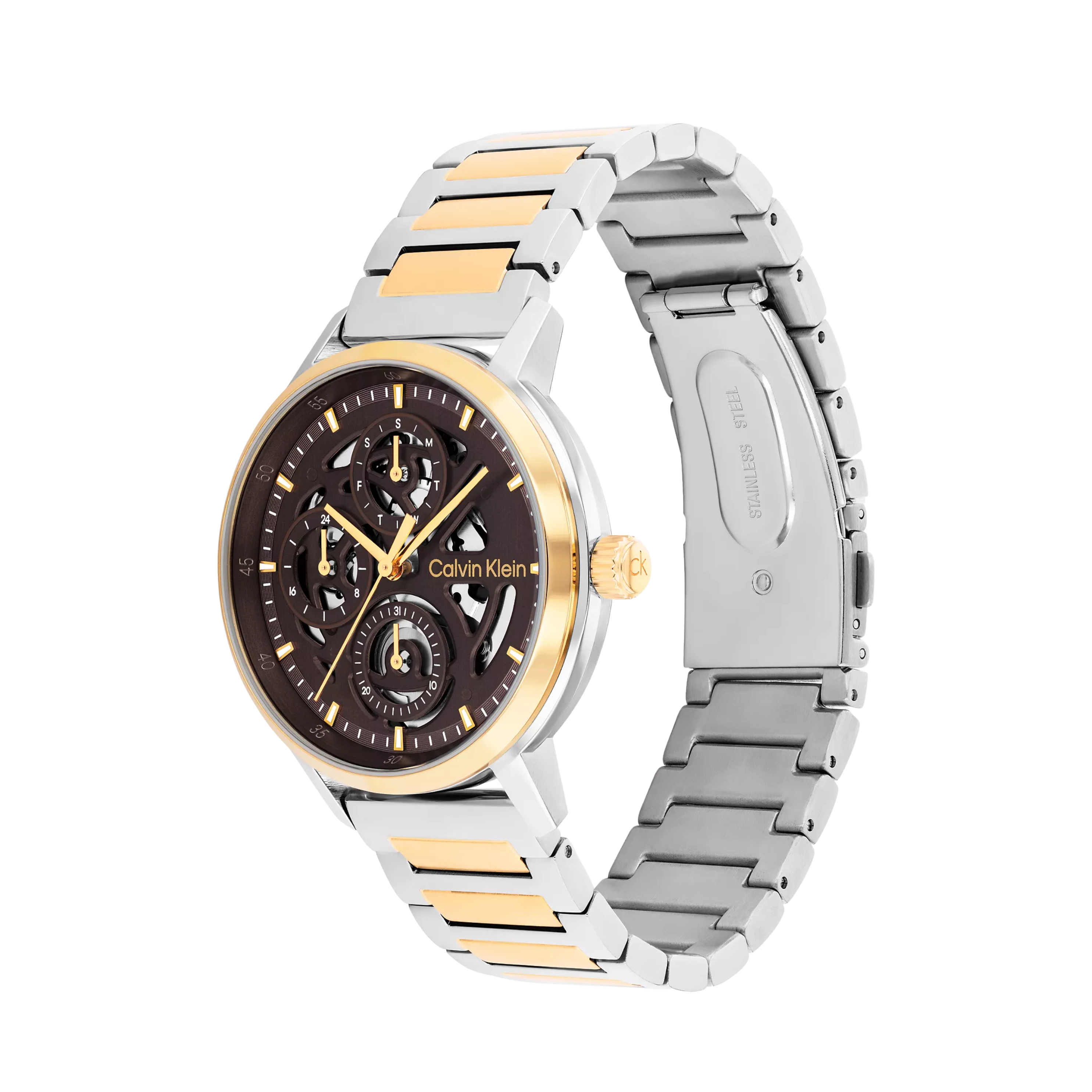 Calvin Klein Men Multifunction Exposed Dial Link Bracelet Watch 25200562 - Two Tone