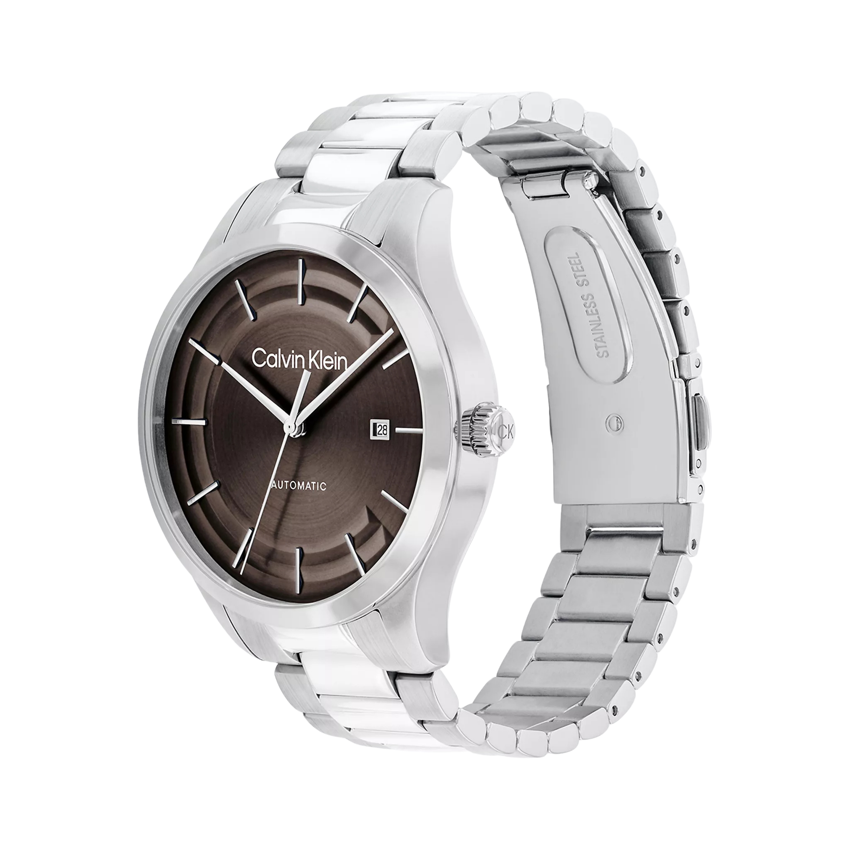 Calvin Klein Men Automatic H Link Bracelet Watch 25300021 - Brown