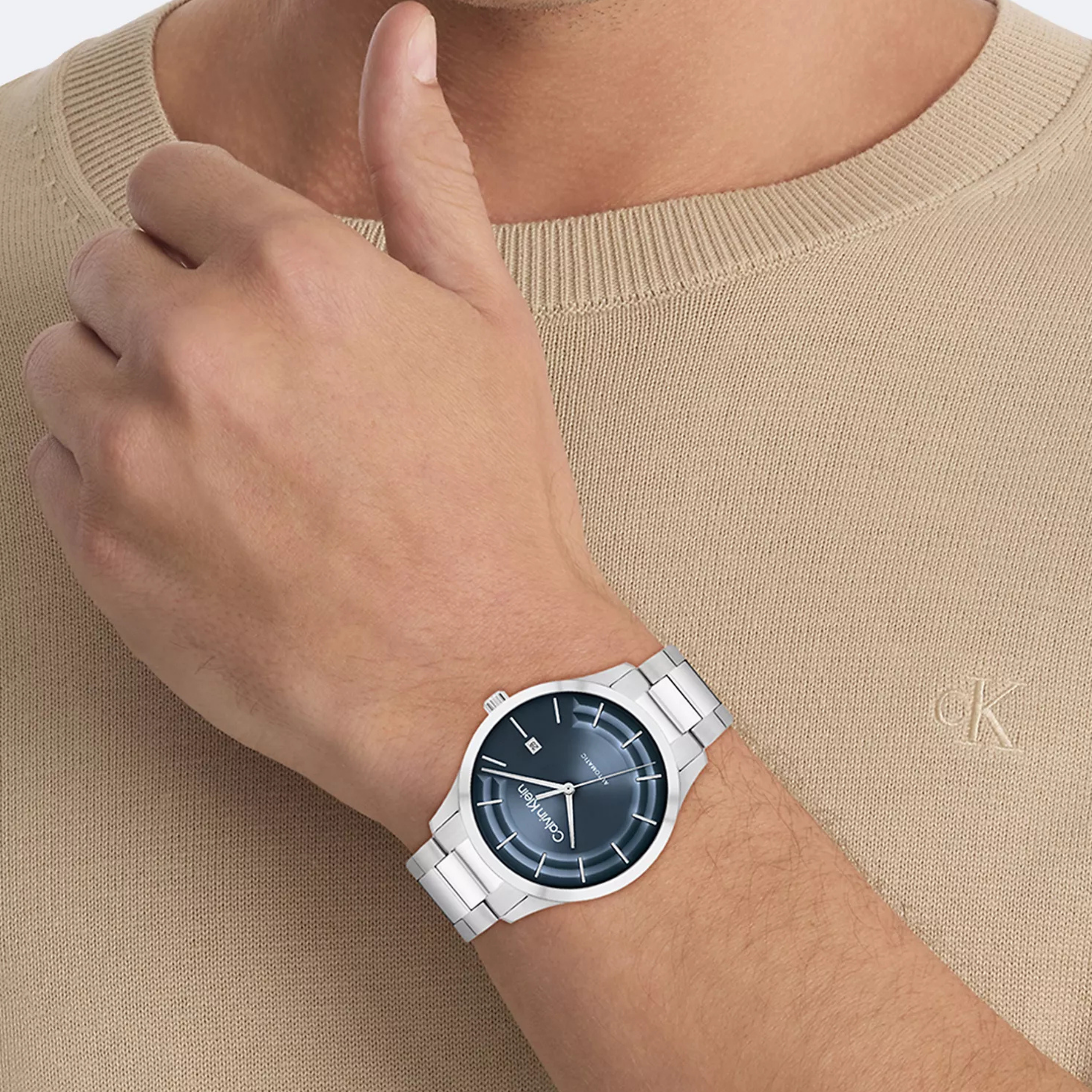 Calvin Klein Men Automatic H Link Bracelet Watch 25300021 - Blue