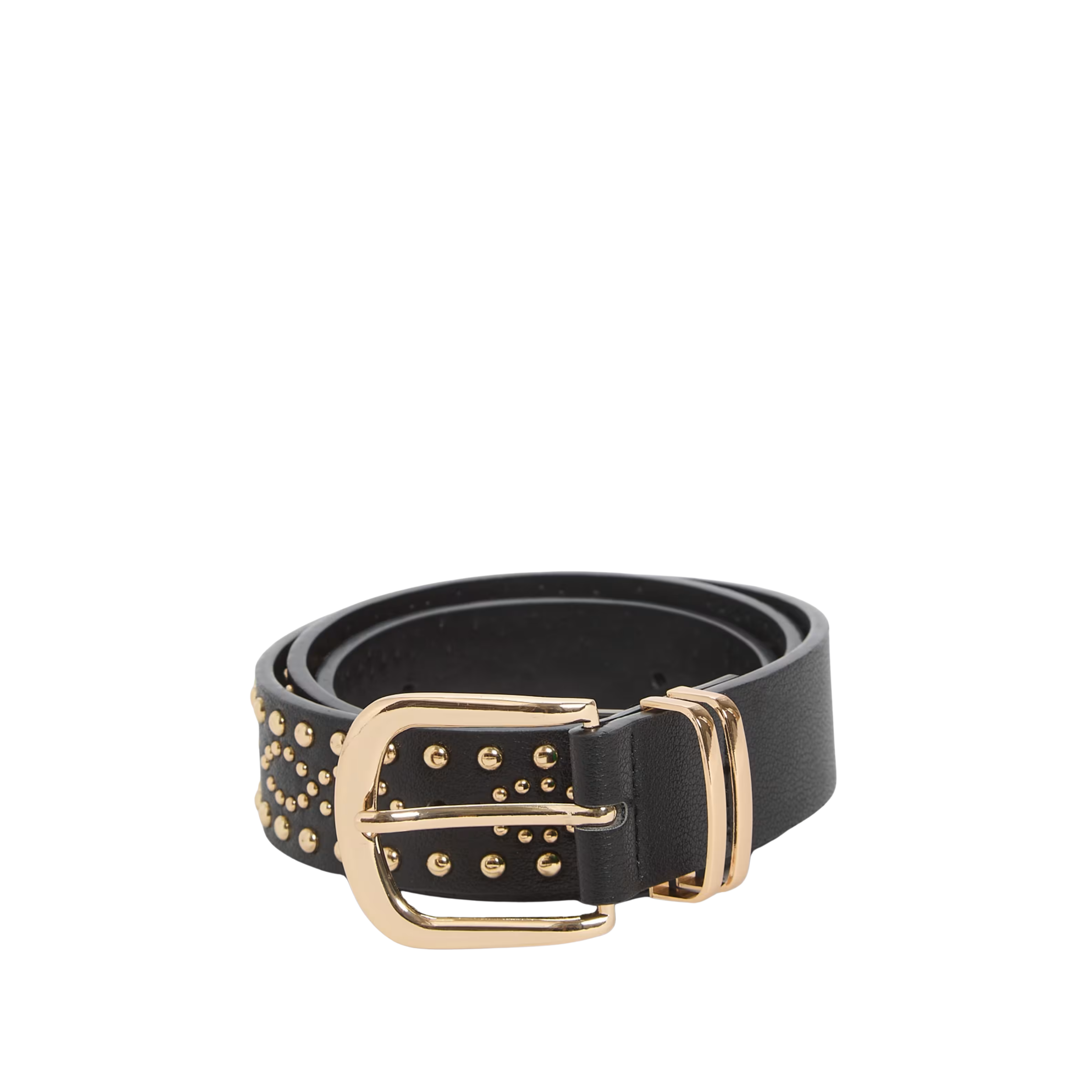 Guess Women Jolene Gold Tone Studded Belt - Black Snakeskin