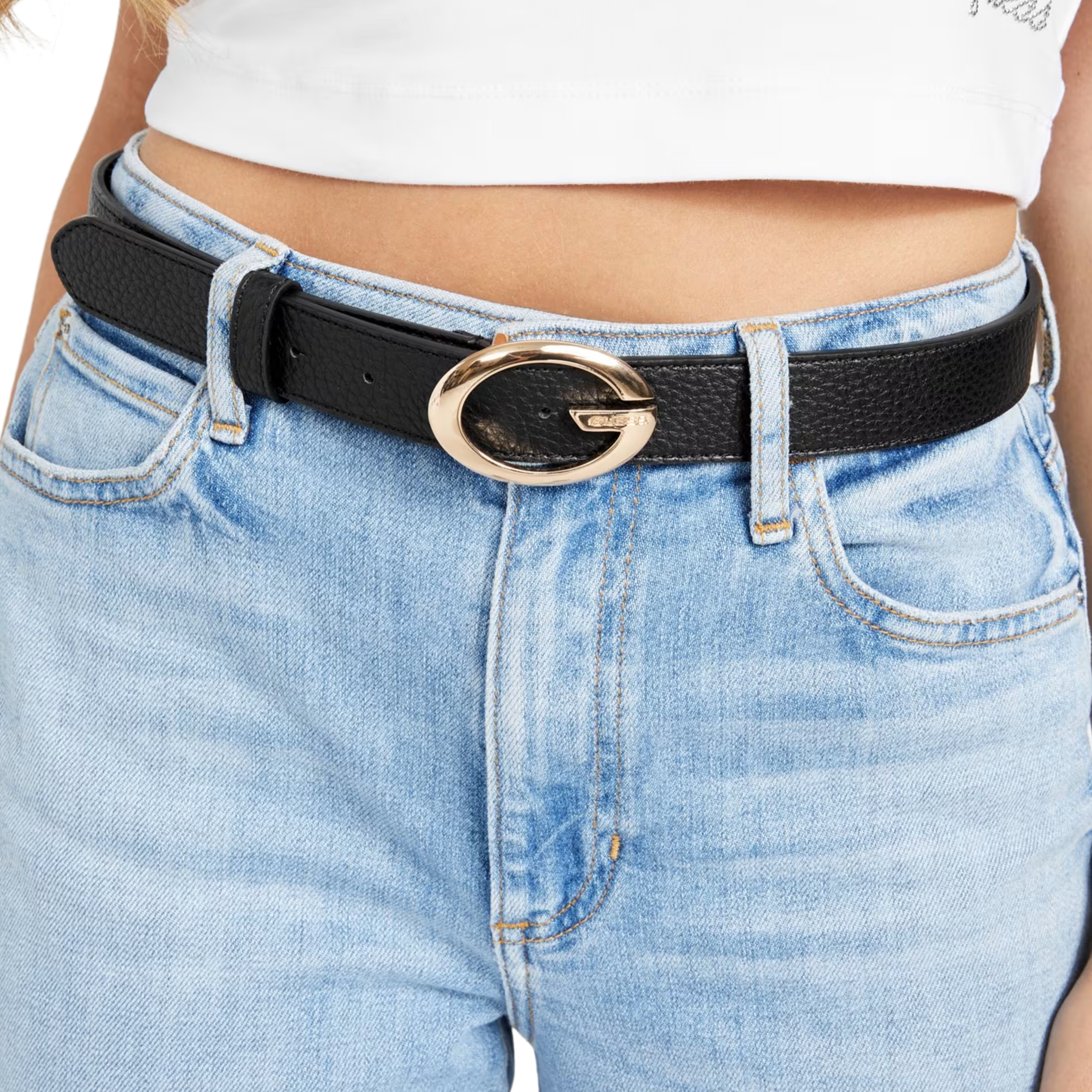 Guess Women Camden Vintage G Logo Beltt - Black