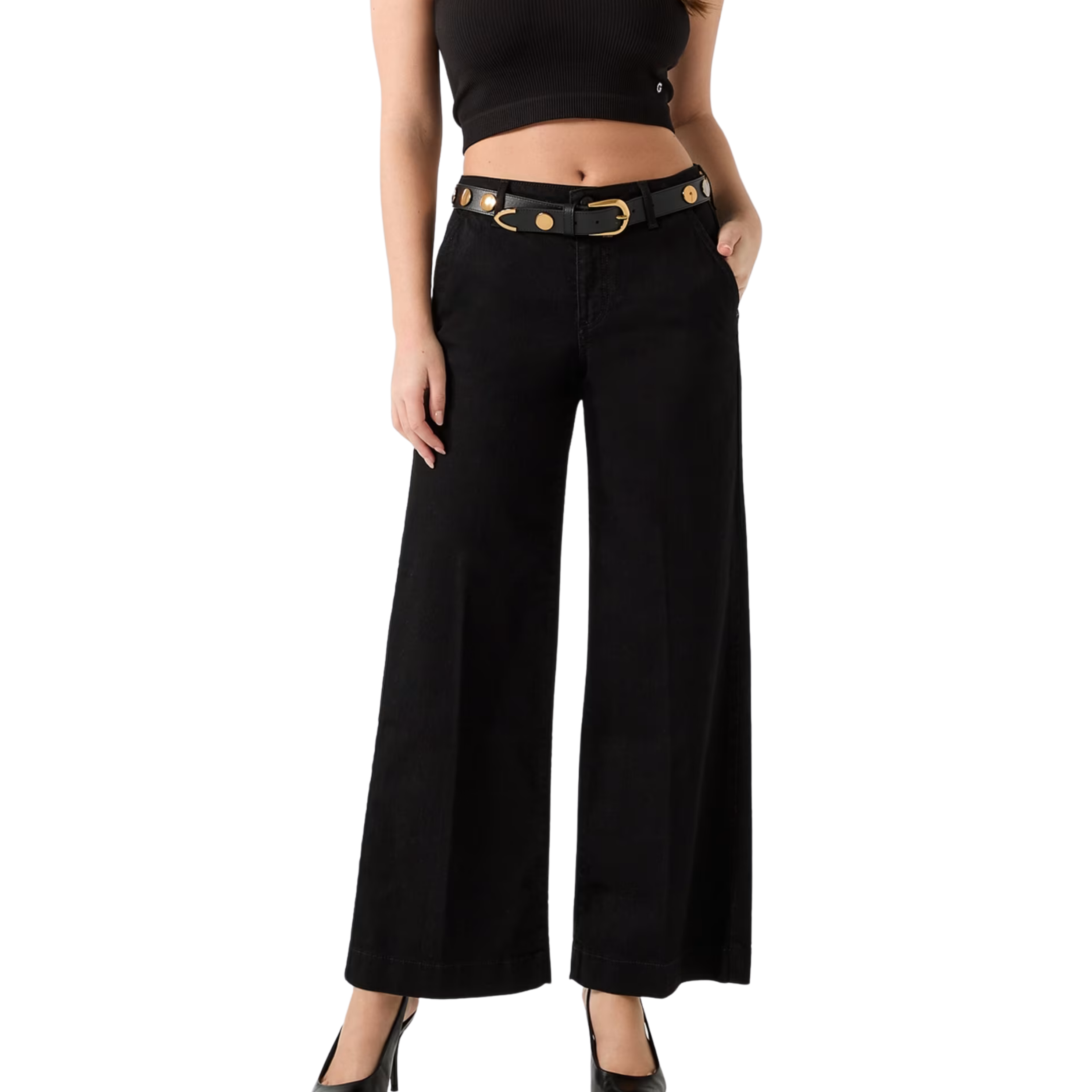 Guess Women Genuine Leather Logo Belt - Black