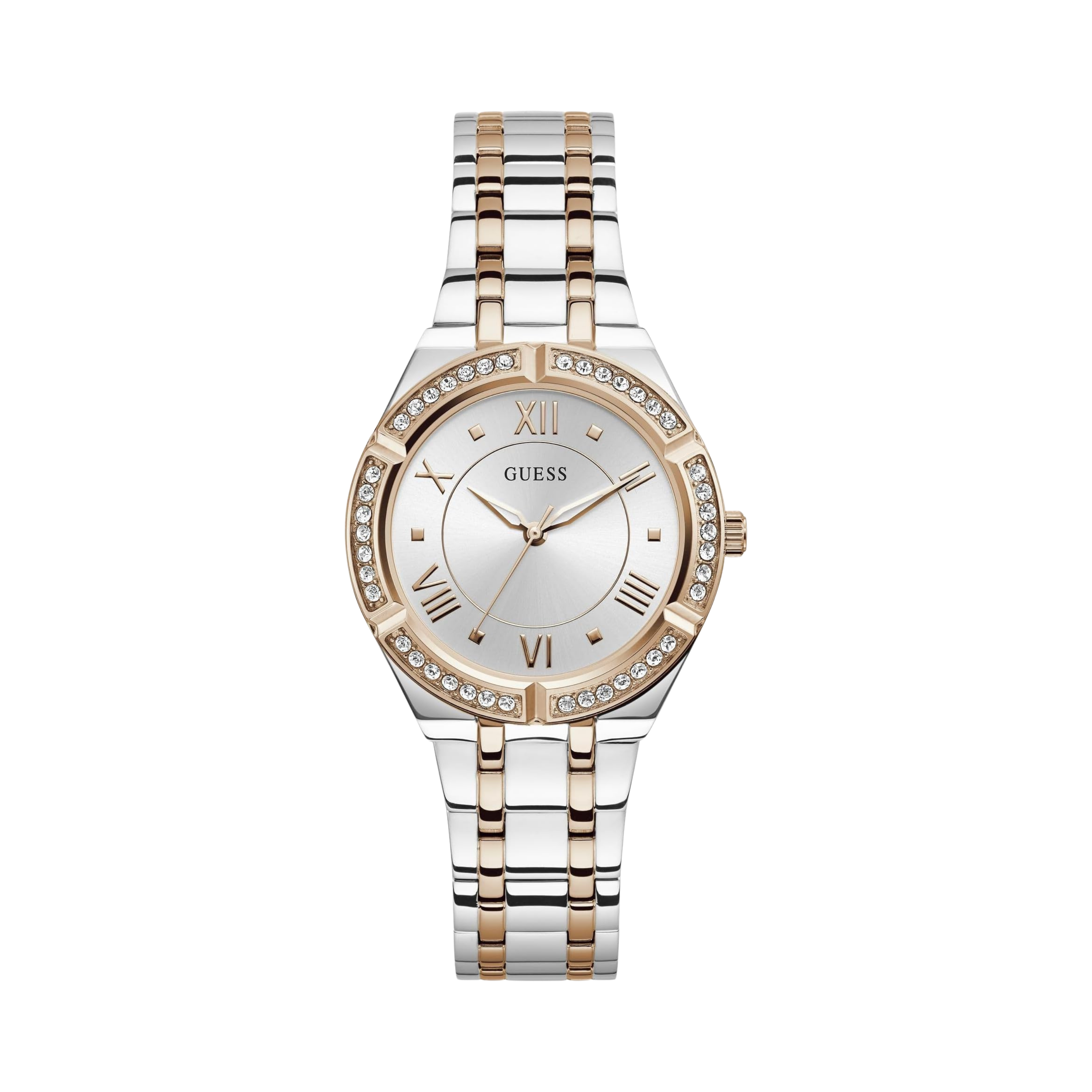Guess Women Silver Tone Rose Gold Tone Analog Watch GW0033L9 - Silver Rose Gold