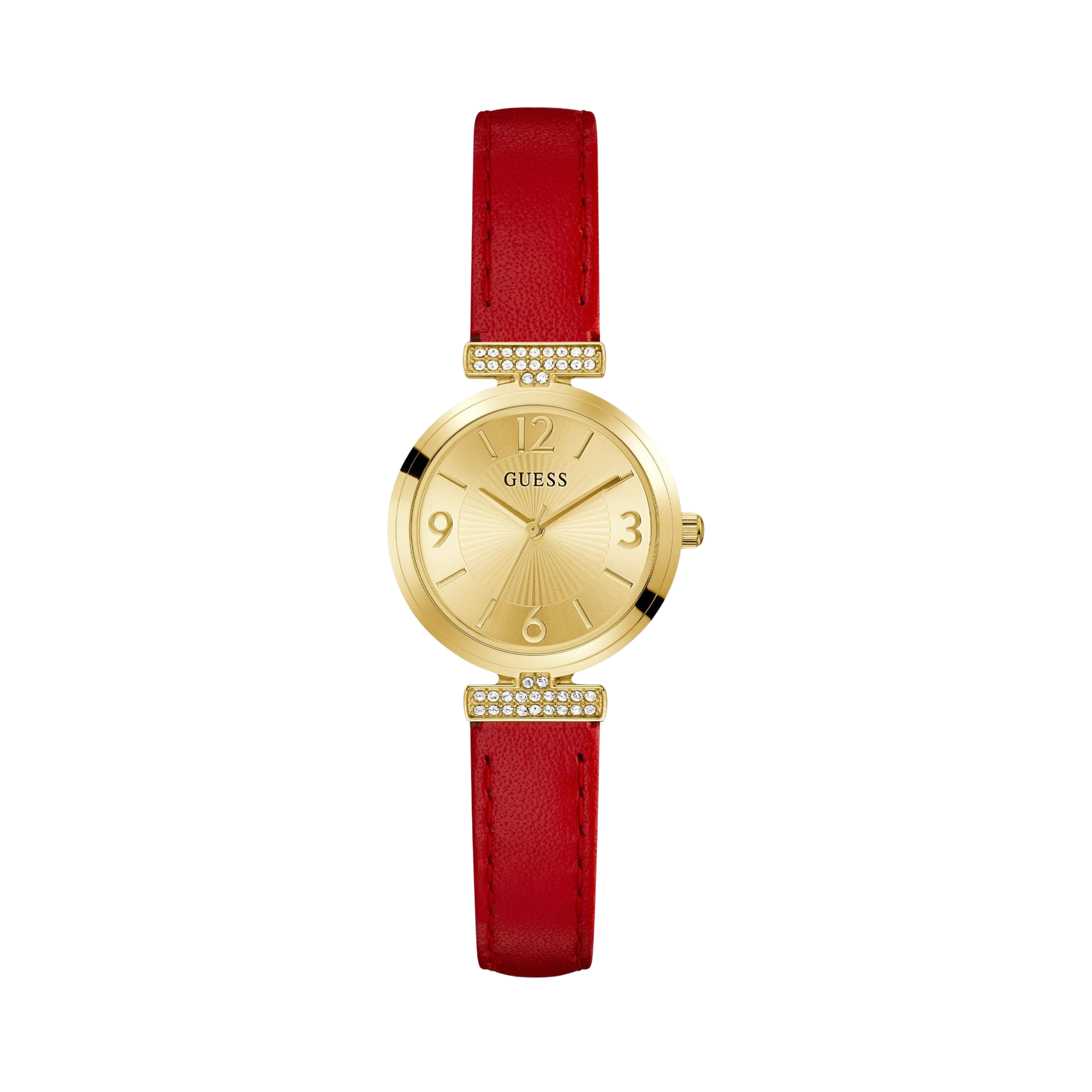 Guess Women  Gold Tone and Leather Analog Watch - Red