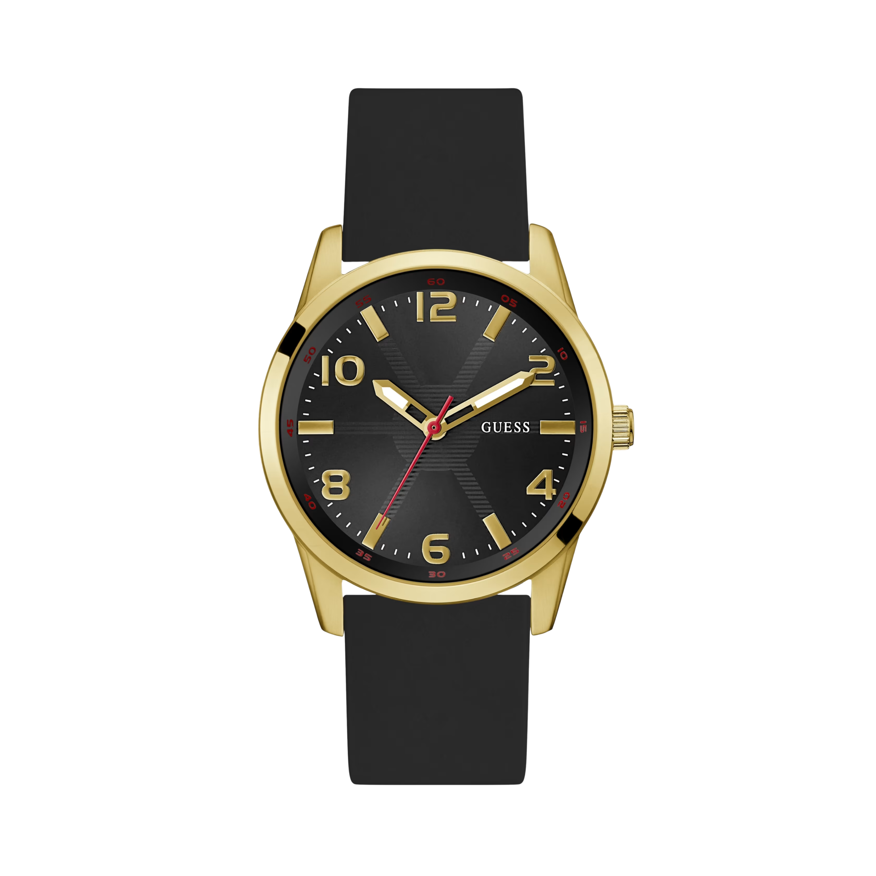 Guess Women Black and Gold-Tone Silicone Analog Watch - Gold