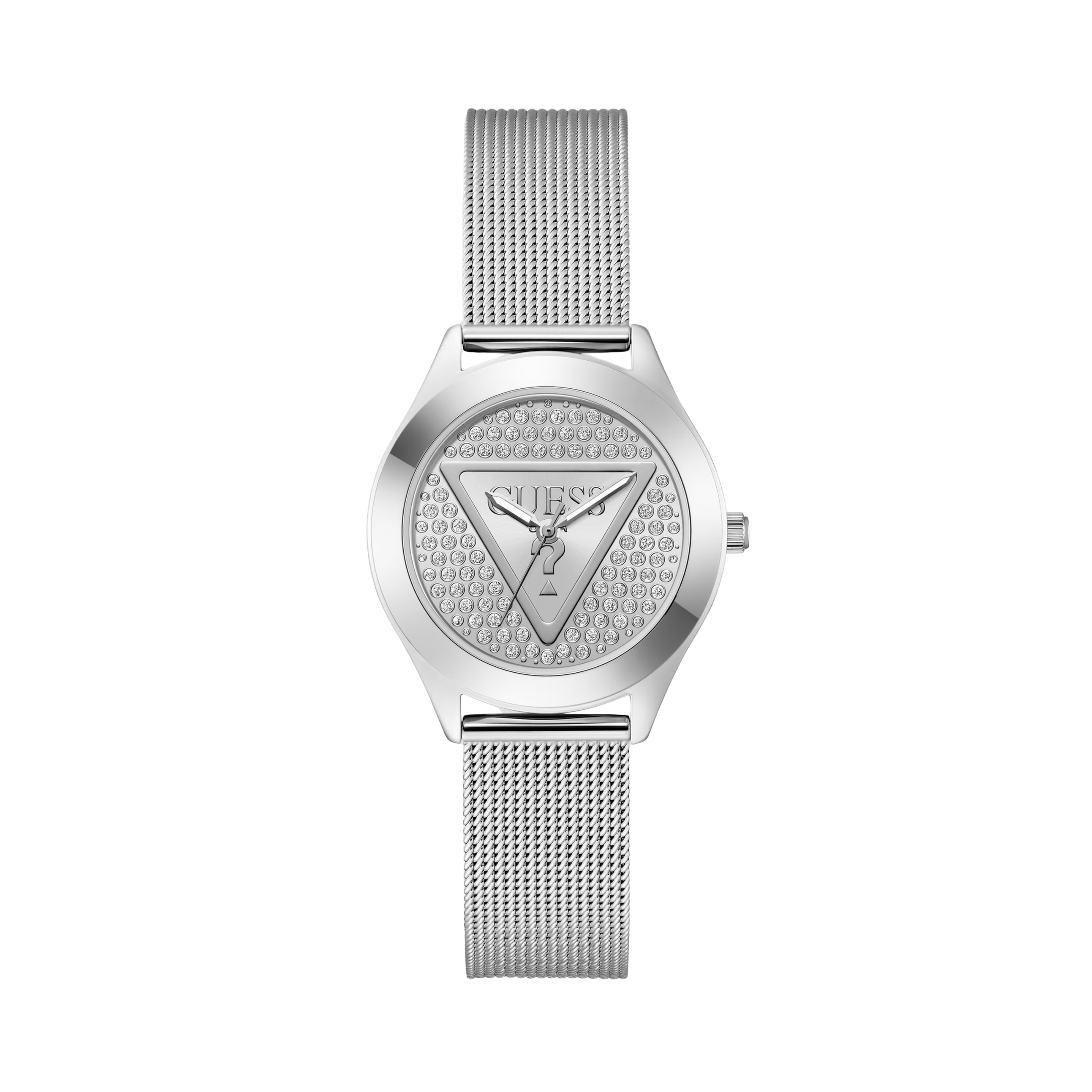 Guess Women Silver Tone Analog Logo Watch - Silver