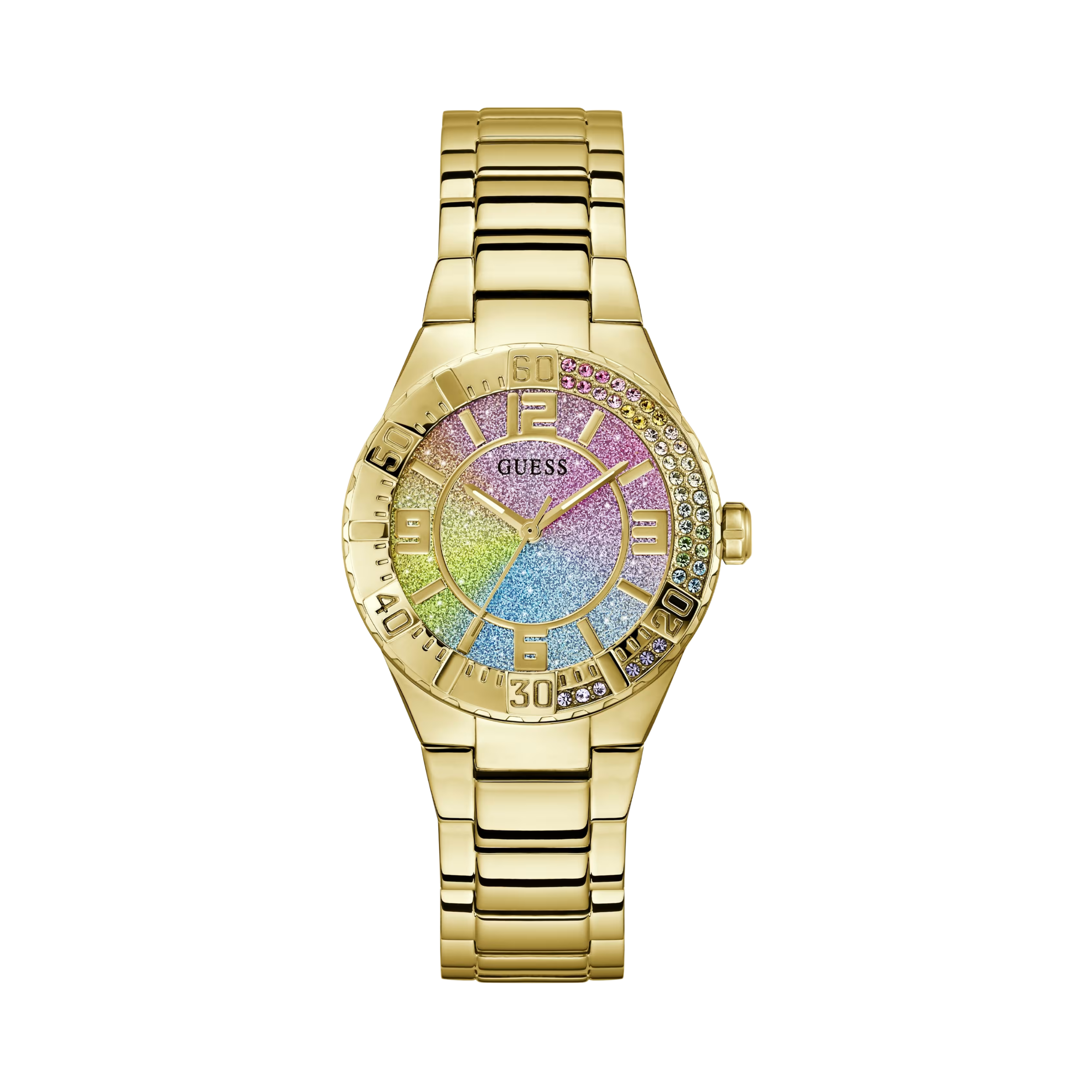 Guess Women Gold Tone and Rainbow Analog Watch - Gold