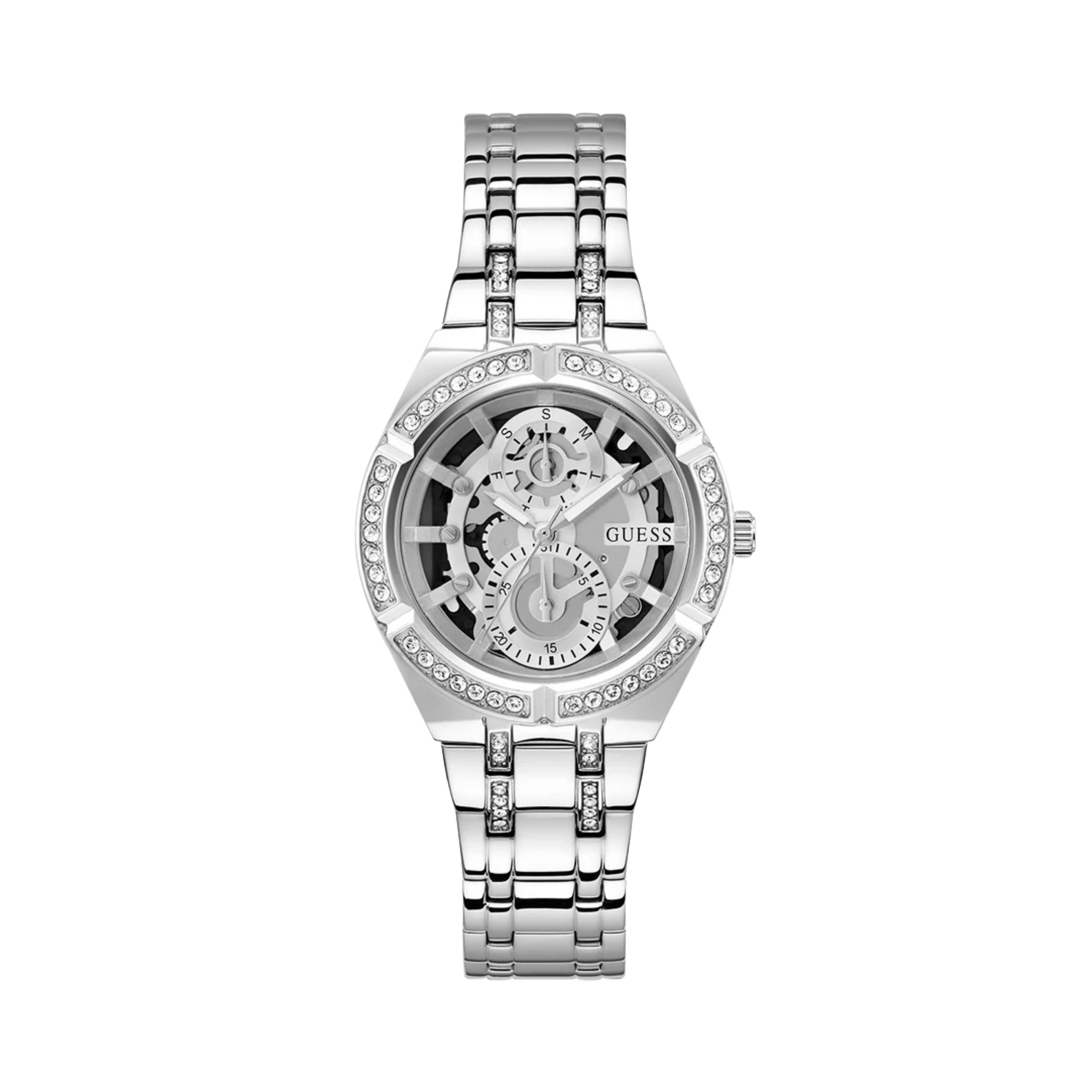 Guess Women Silver Tone Multi Function Watch - Silver