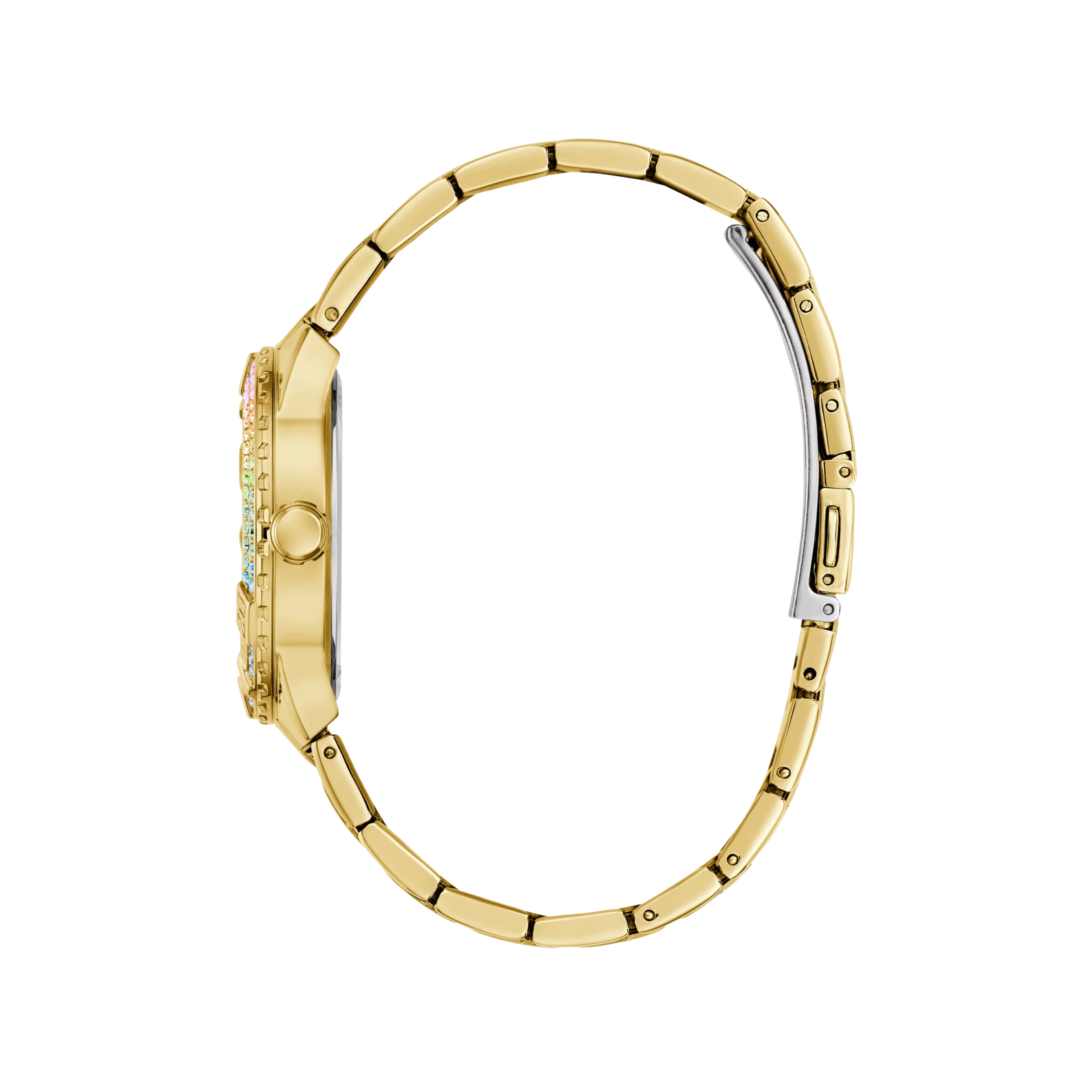 Guess Women Gold Tone and Rainbow Analog Watch - Gold