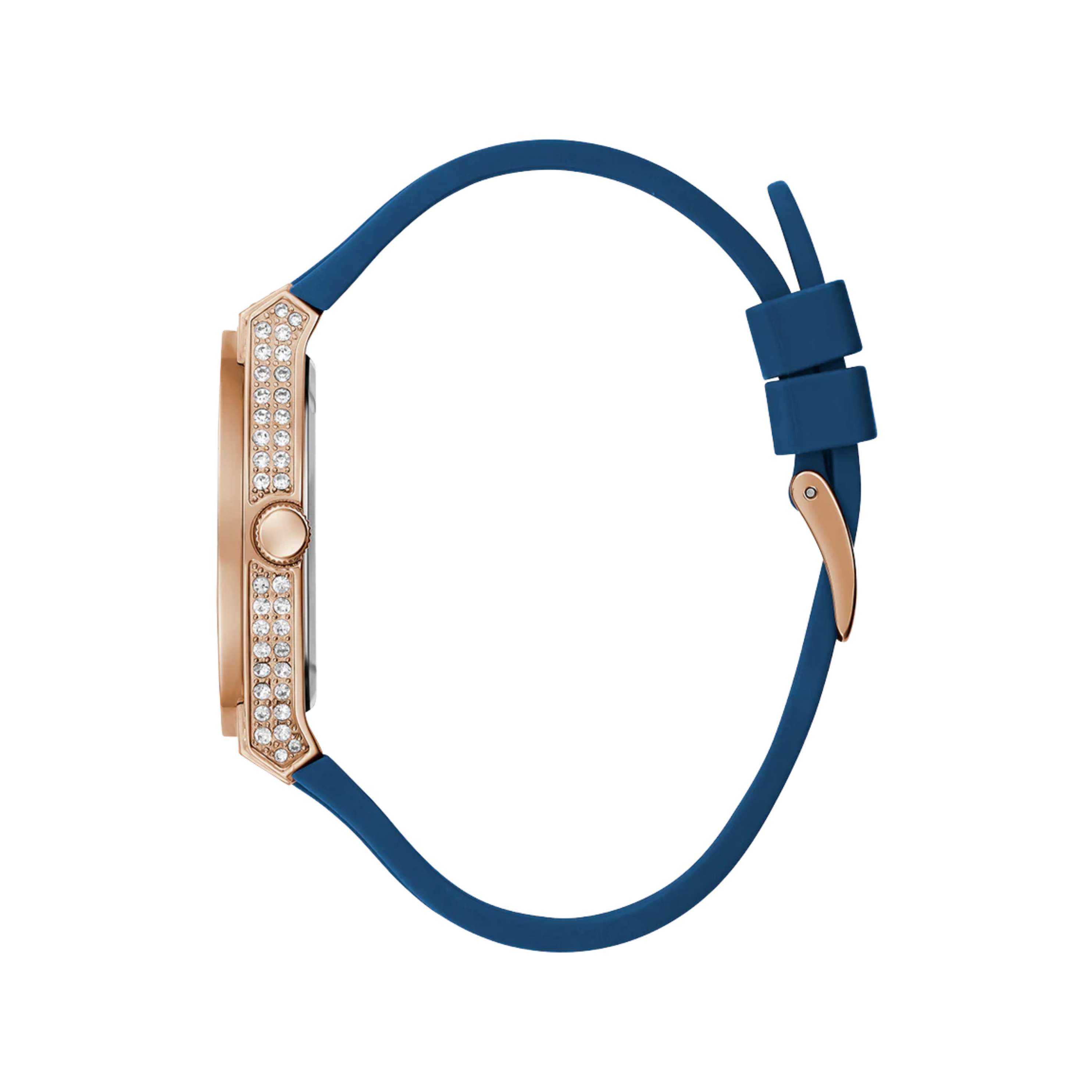 Guess Women Blue Rose Gold Tone Multi Function Watch - Blue Rose Gold