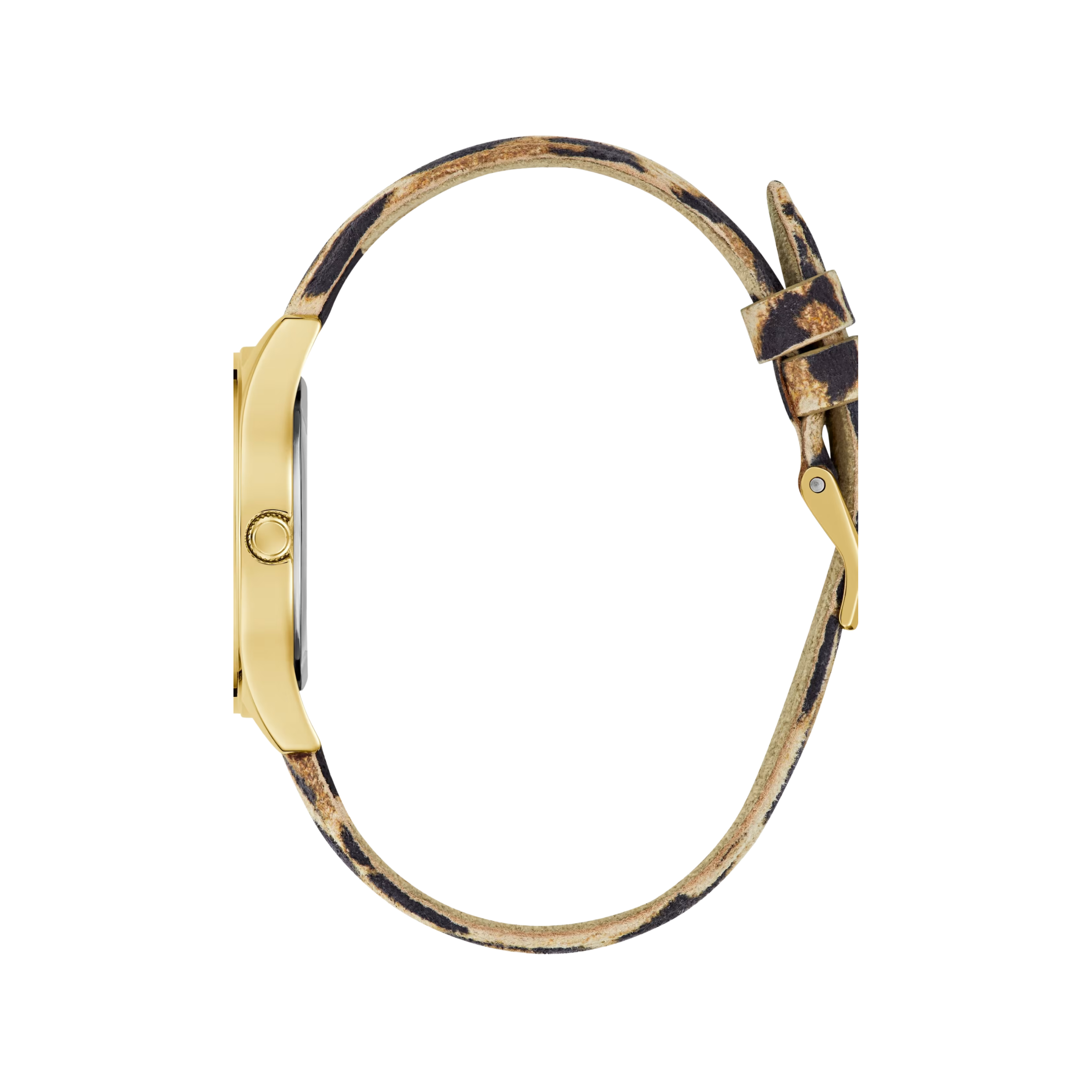 Guess Women Leopard And Gold Tone Analog Logo Watch - Gold