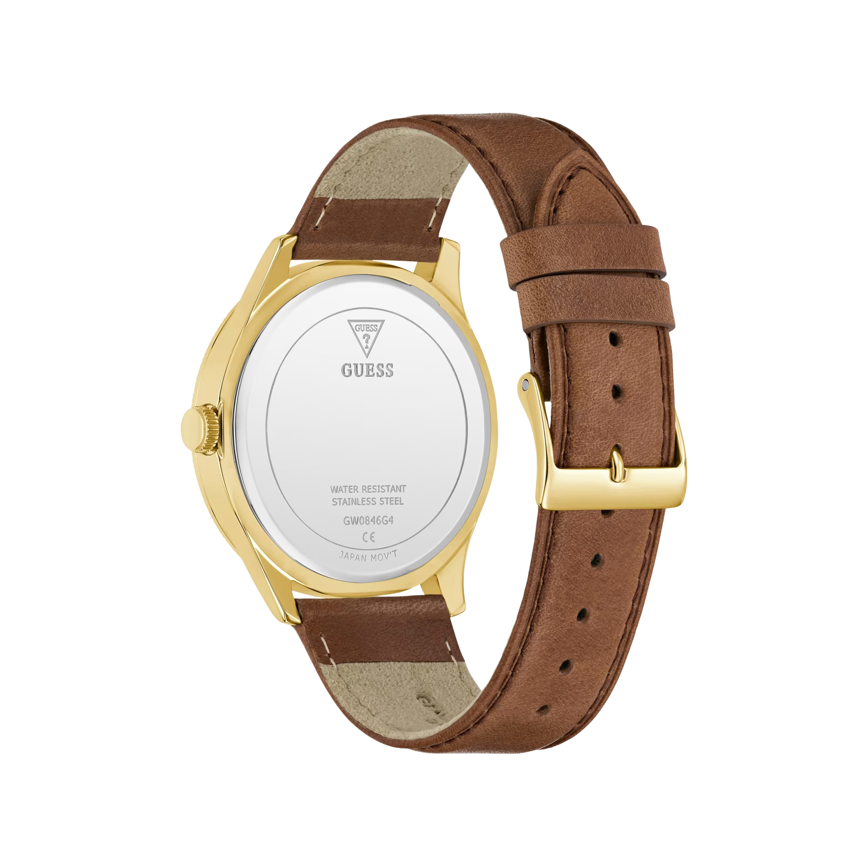 Guess Women Two Tone and Brown Leather Analog Watch - Brown Gold