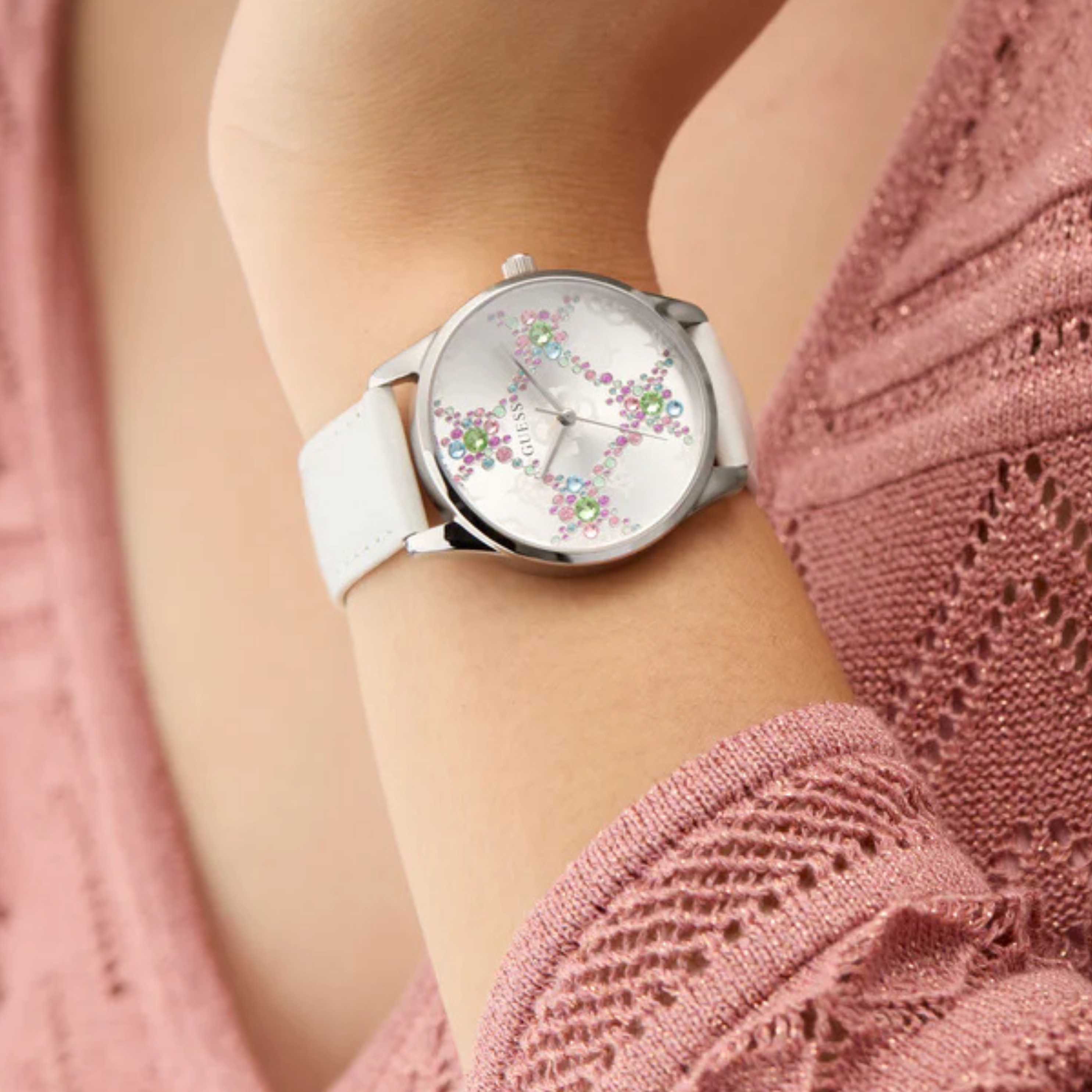 Guess Women White Silver Tone Analog Watch GW0837L1 - White Silver