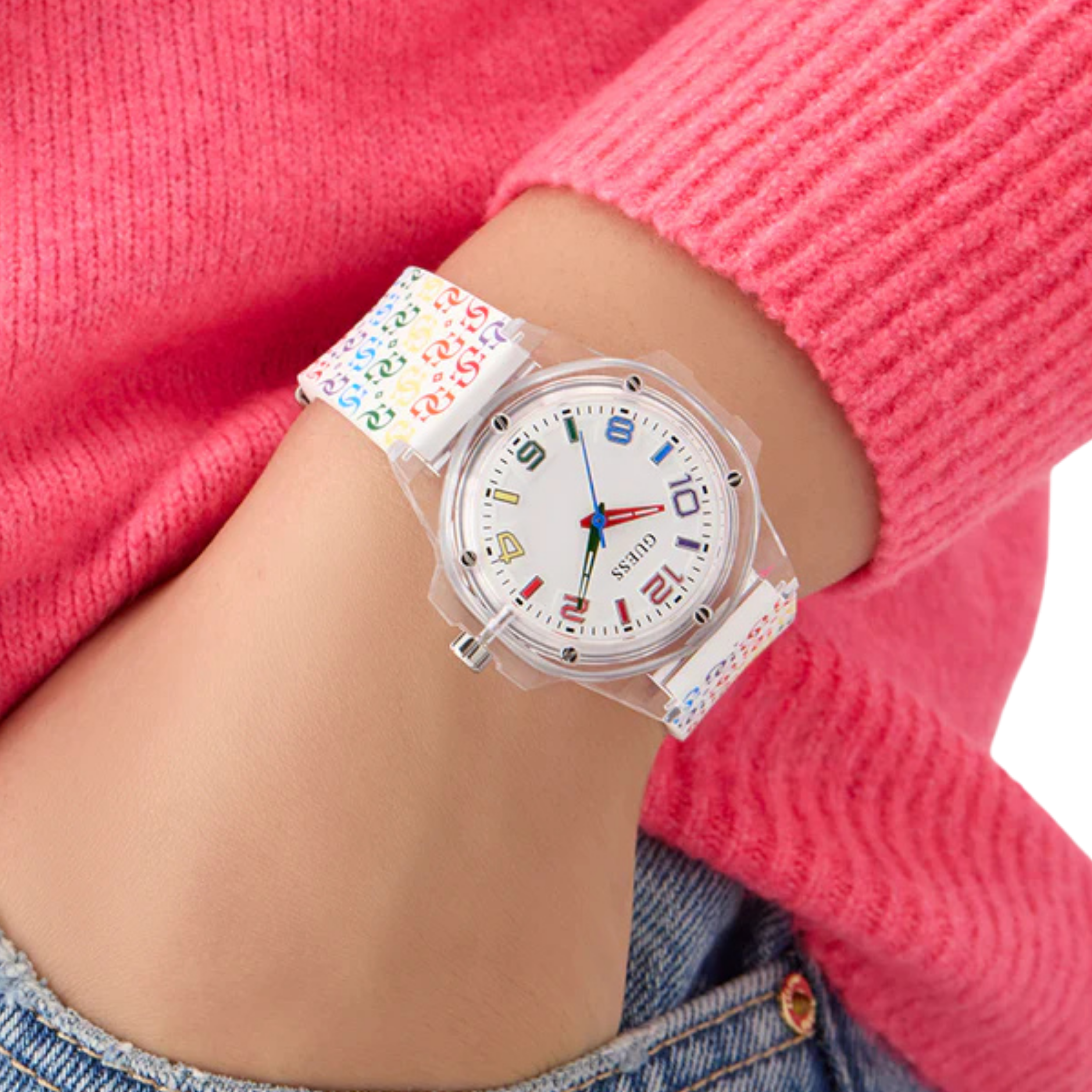 Guess Women Pride Limited Edition Rainbow Clear Analog Watch - White