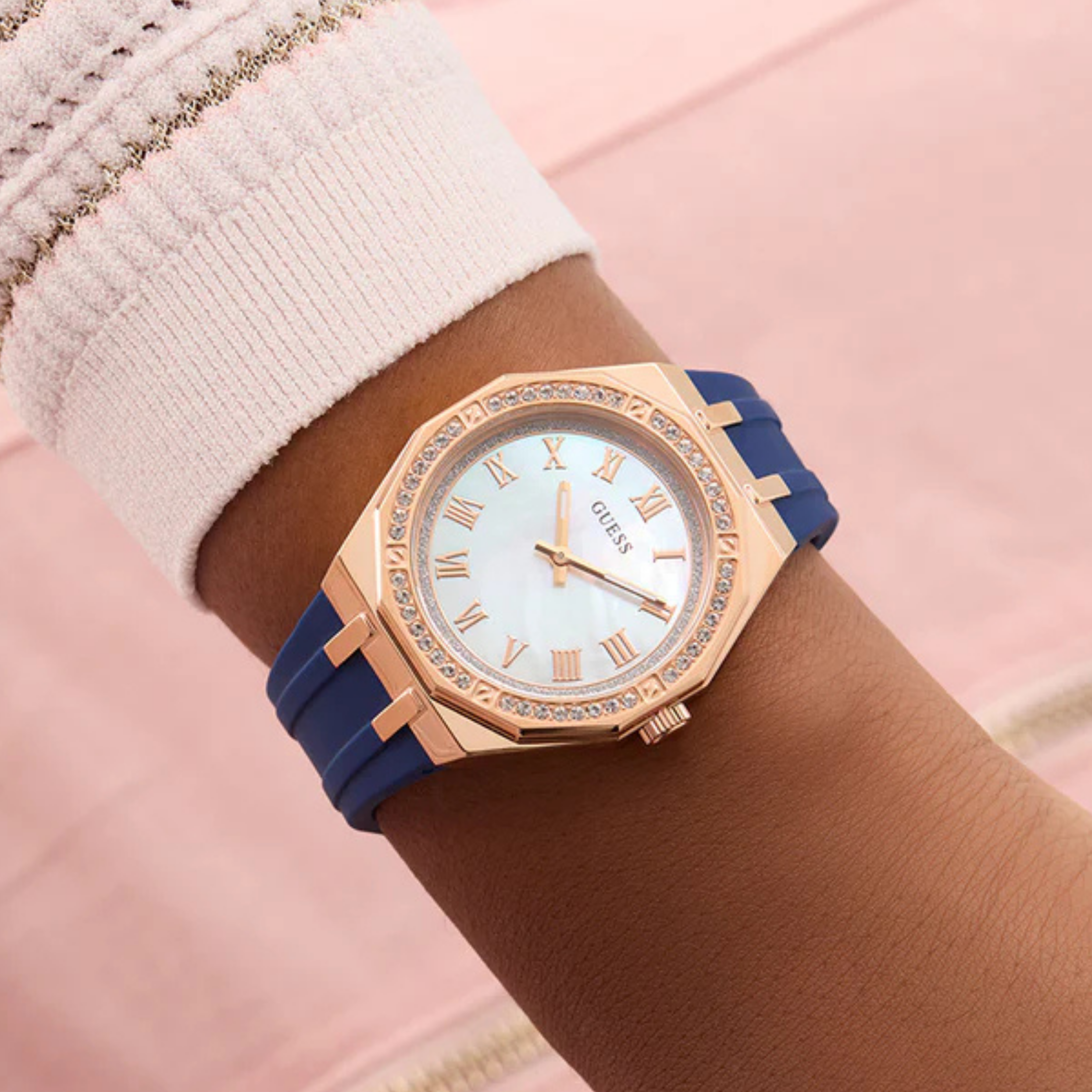 Guess Women Blue Rose Gold Tone Analog Watch GW0872L3 - Blue Rose Gold