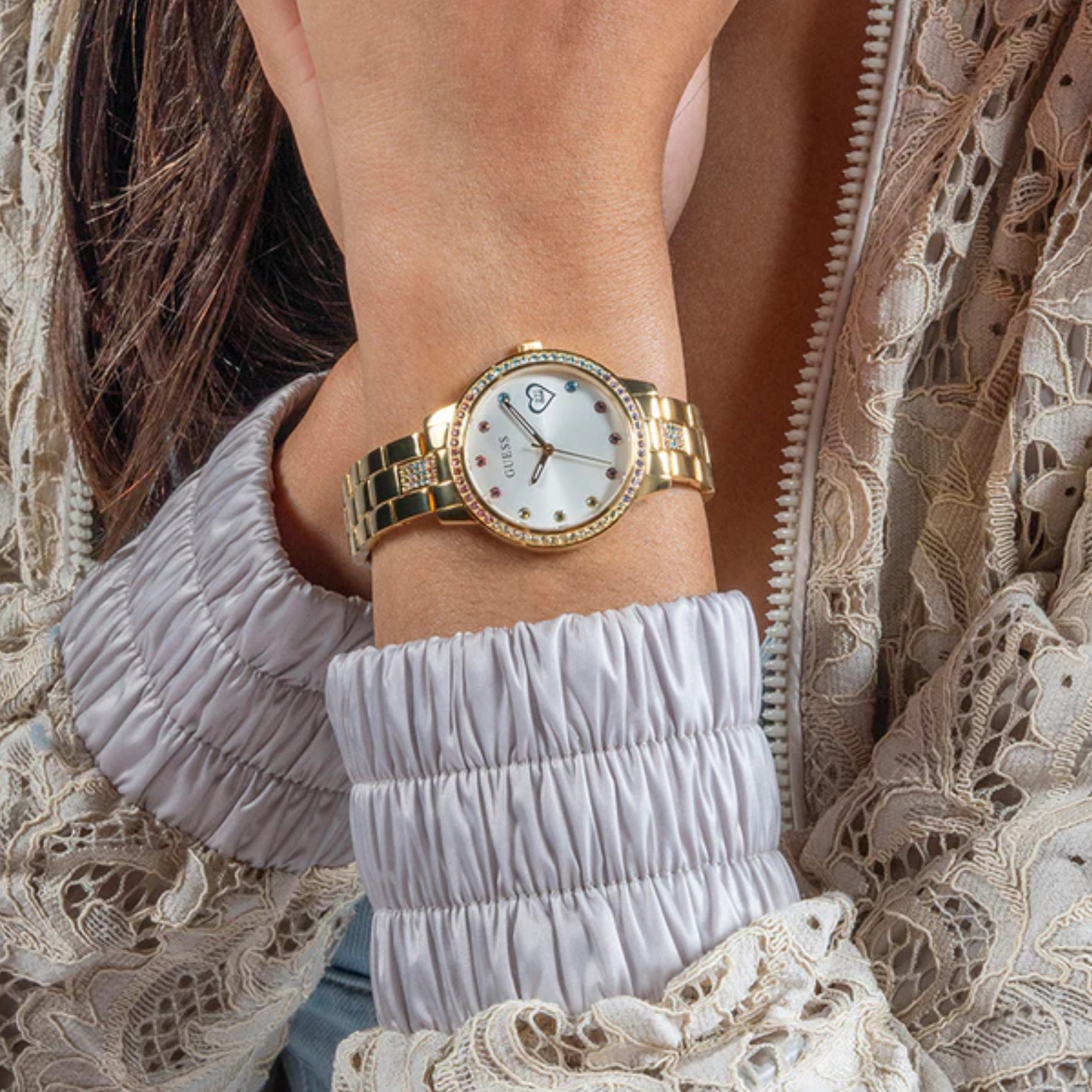 Guess Women Gold Tone Date Watch GW0657L2 - Gold