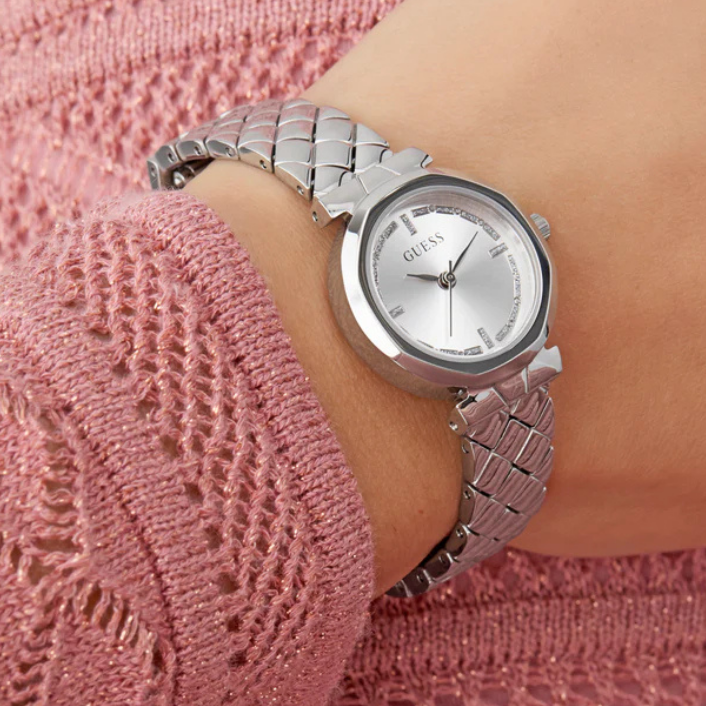 Guess Women Silver Tone Analog Watch GW0839L4 - Silver