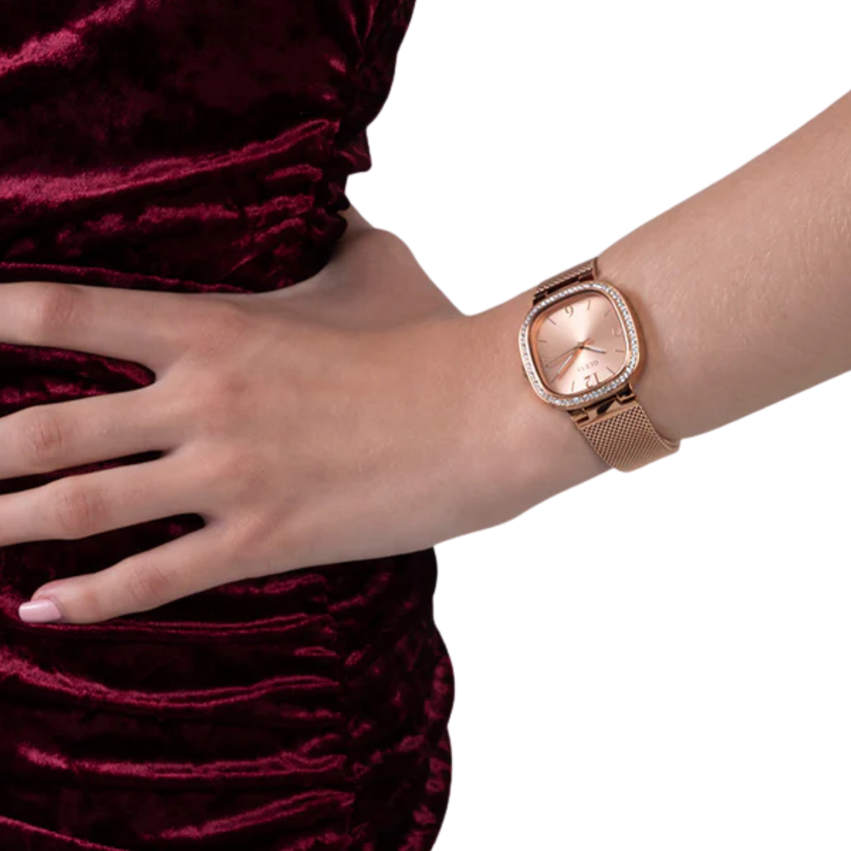 Guess Women Rose Gold Tone Mesh Analog Watch GW0354L3 - Rose Gold