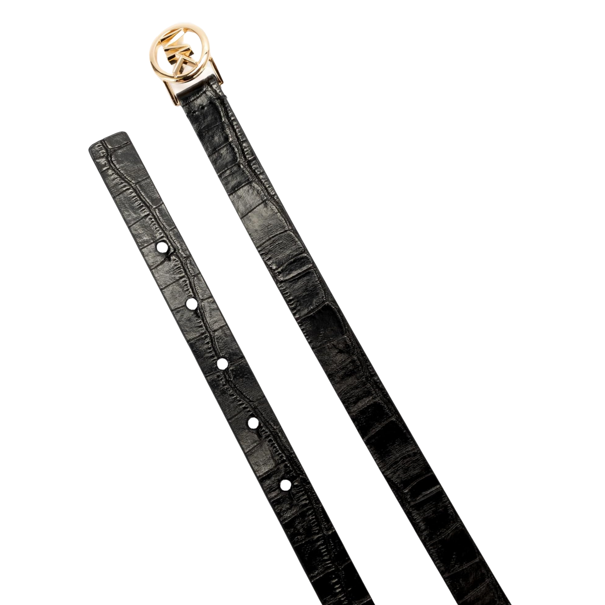 Michael Kors Women 18mm Logo Skinny Belt - Black Gold