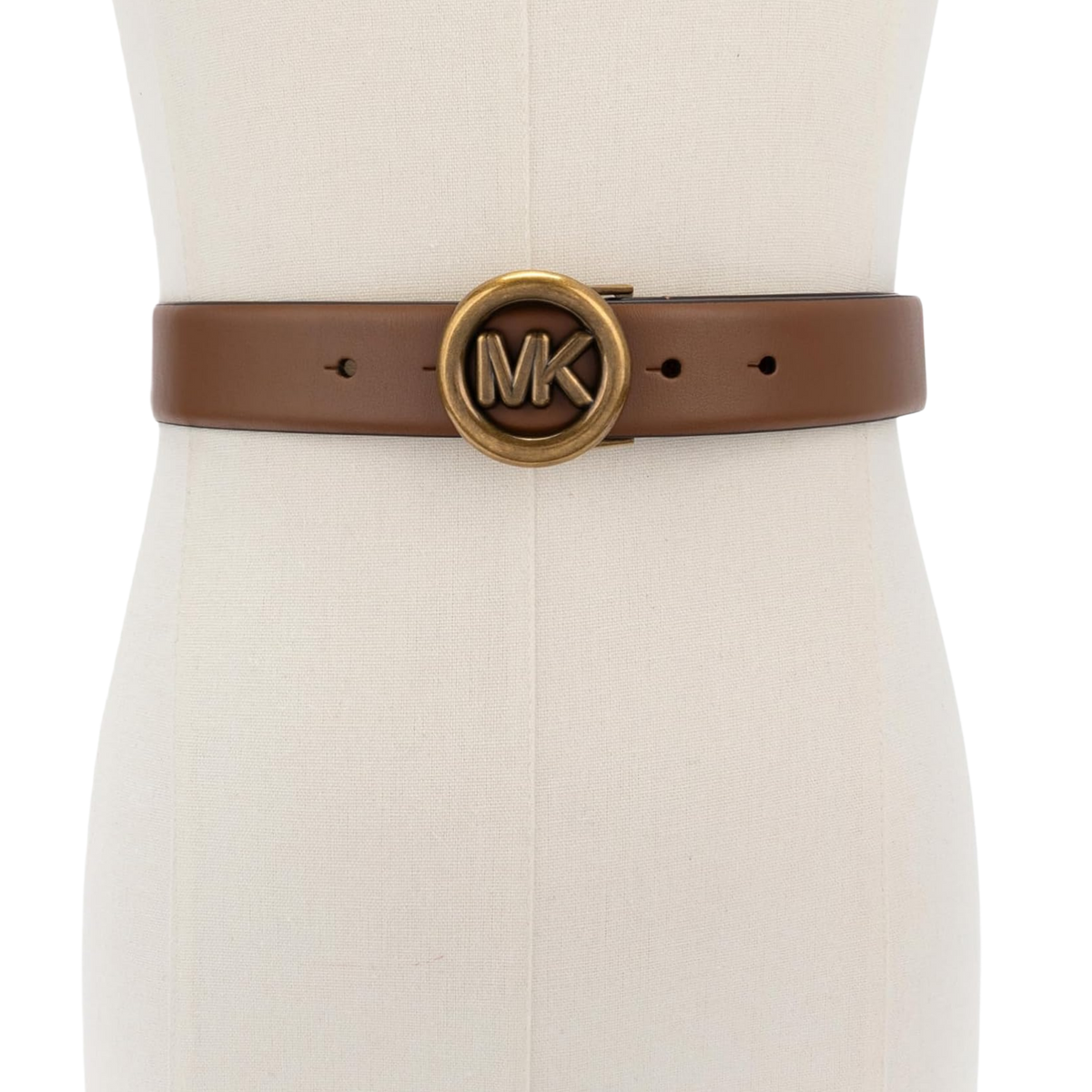 Michael Kors Women Non Reversible Leather Belt - Luggage Ant Gold