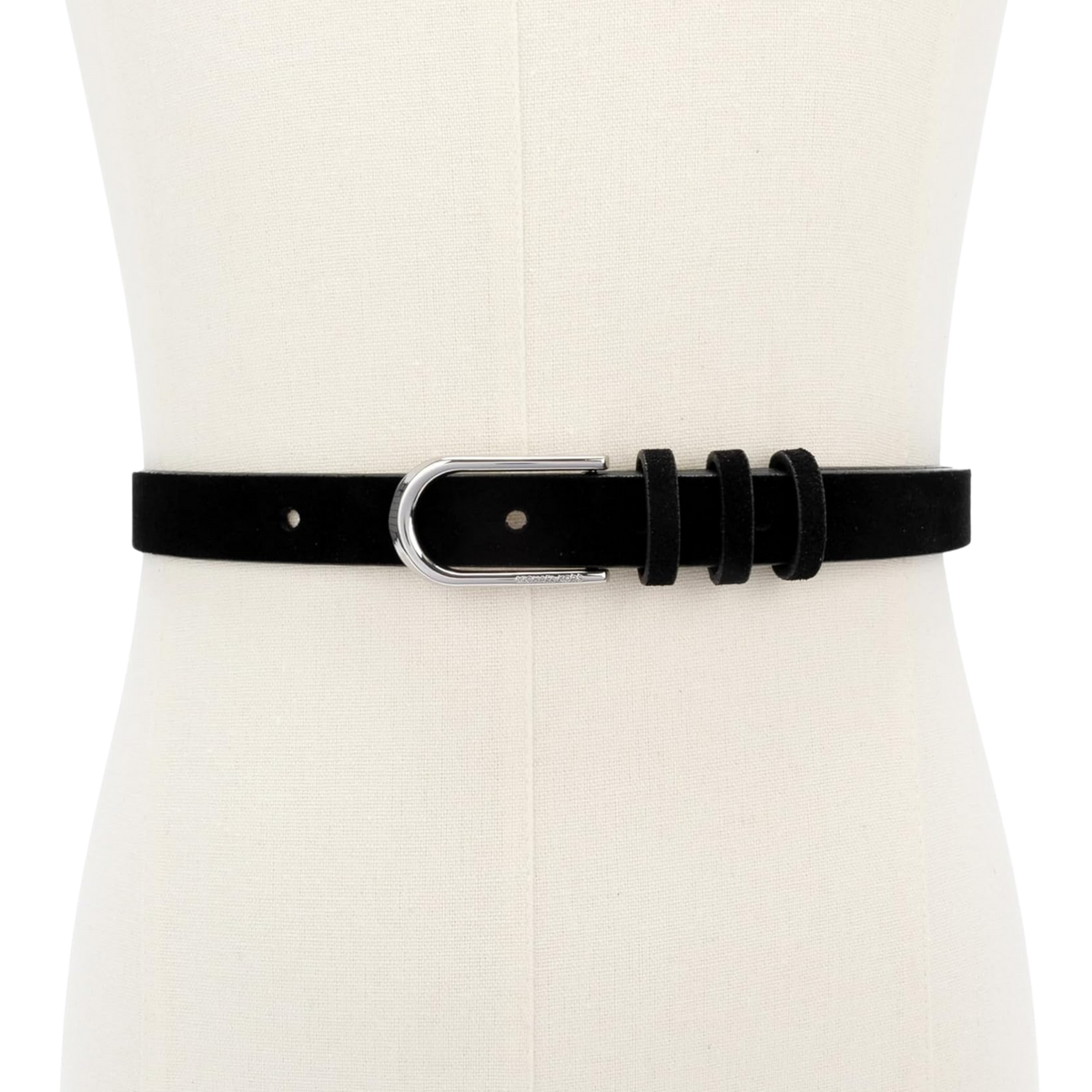 Michael Kors Women 20mm Non Reversible Leather Suede Belt - Black