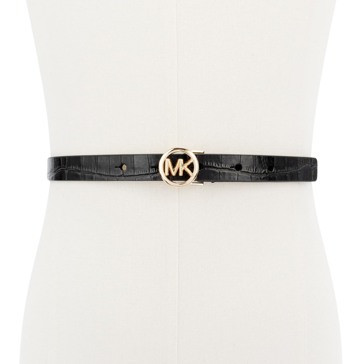 Michael Kors Women 18mm Logo Skinny Belt - Black Gold