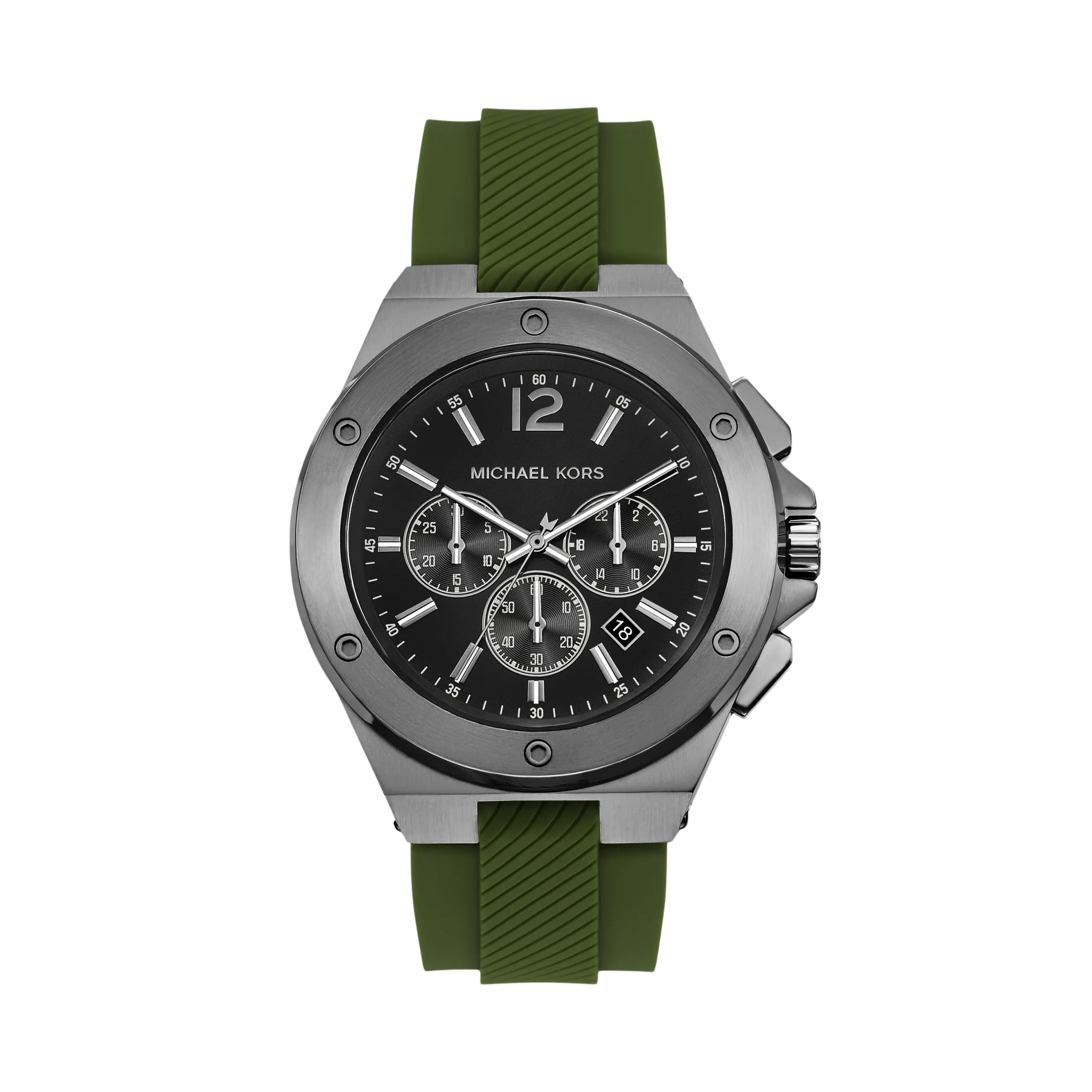 Michael Kors Women Oversized Lennox Gunmetal Tone and Silicone Watch - Gunmetal