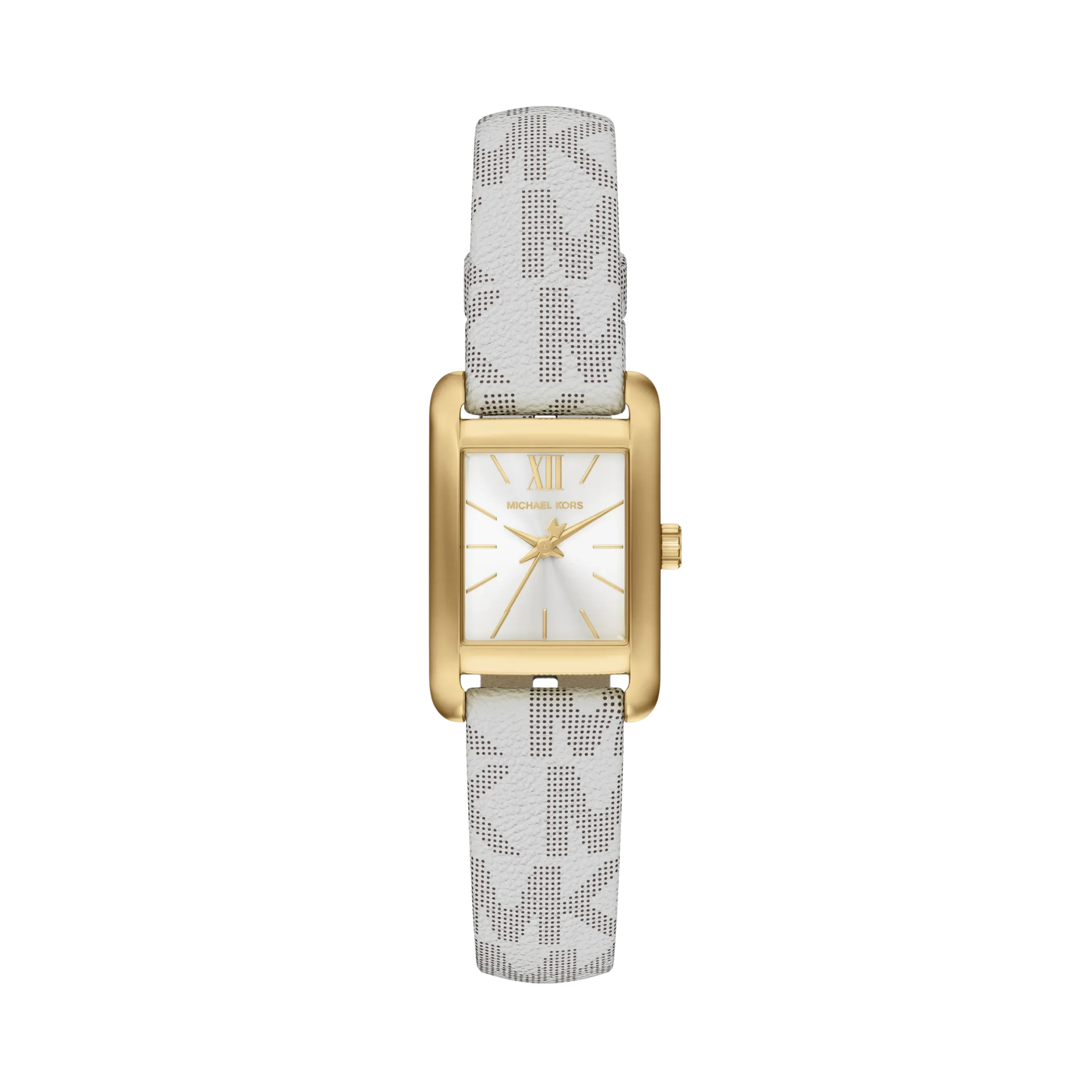 Michael Kors Women Mini Monroe Gold Tone and Logo Strap Watch - Gold White