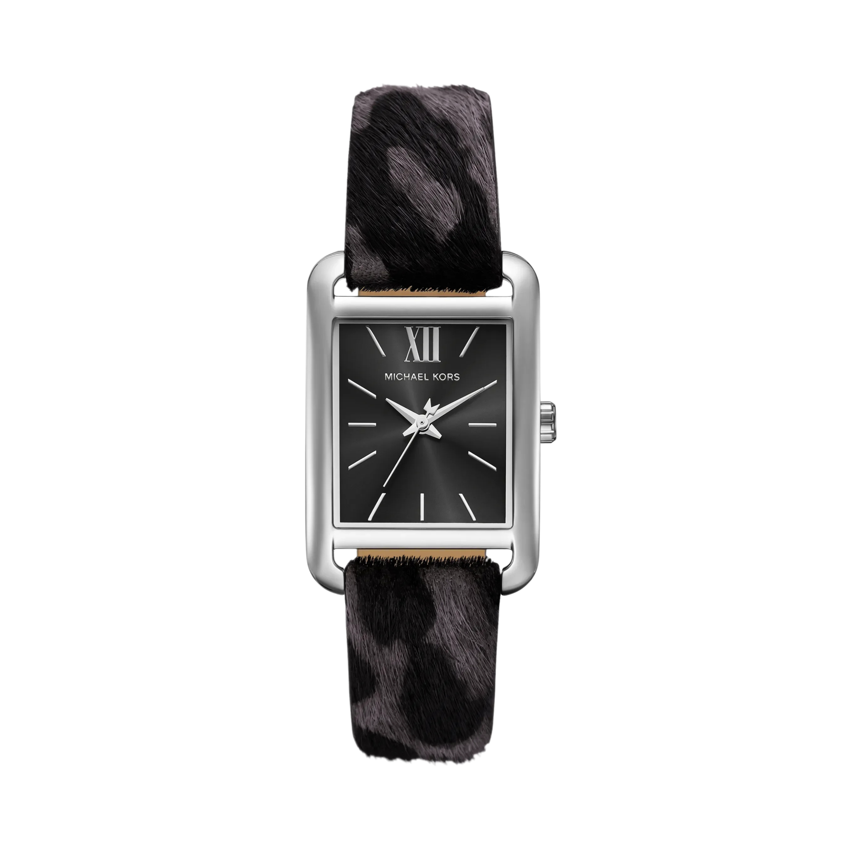 Michael Kors Women Monroe Leopard Print Calf Hair Watch - Black