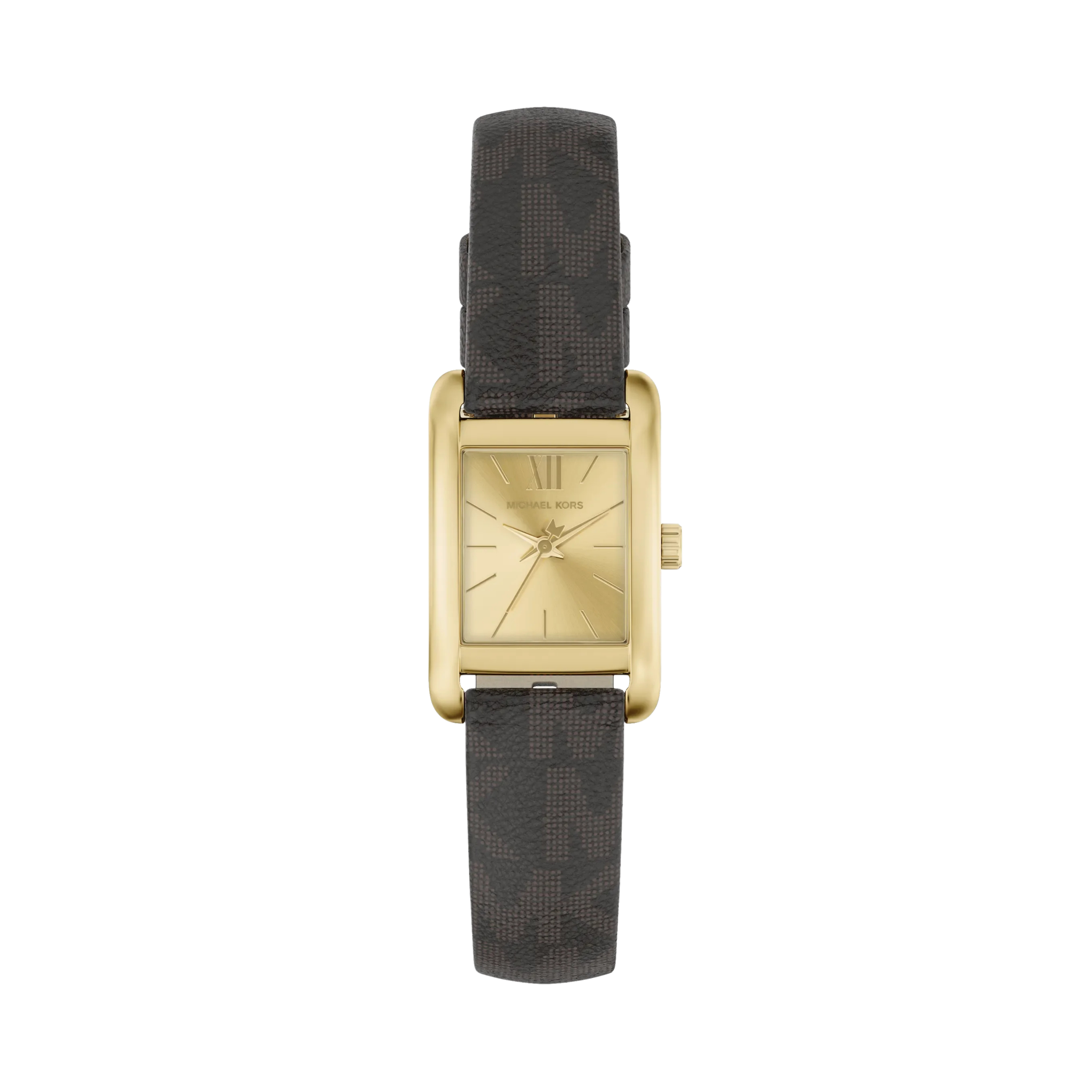 Michael Kors Women Mini Monroe Gold Tone and Logo Strap Watch - Gold