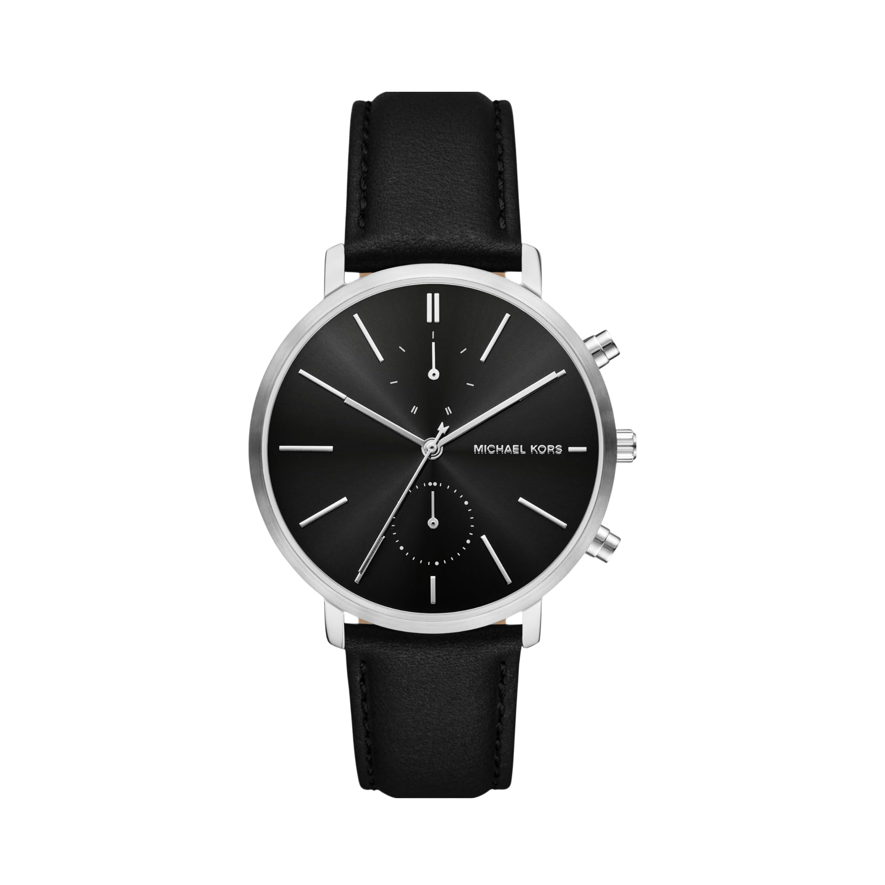 Michael Kors Men Blake Leather Watch - Silver Black