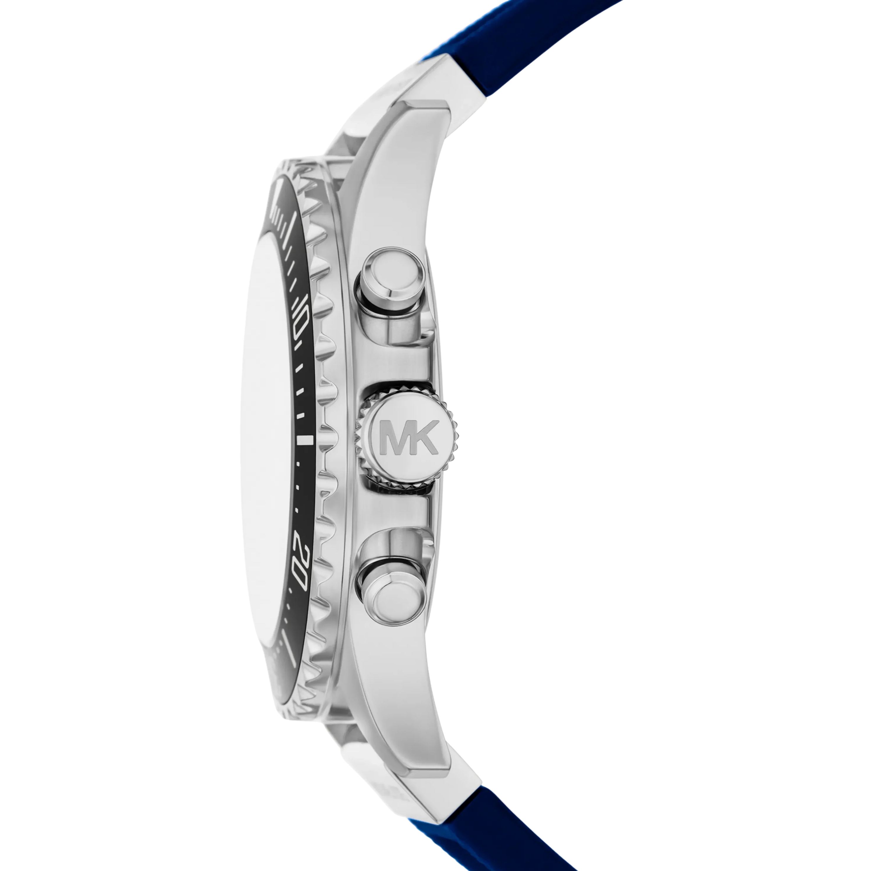 Michael Kors Men Oversized Everest Silver Tone and Silicone Watch - Navy