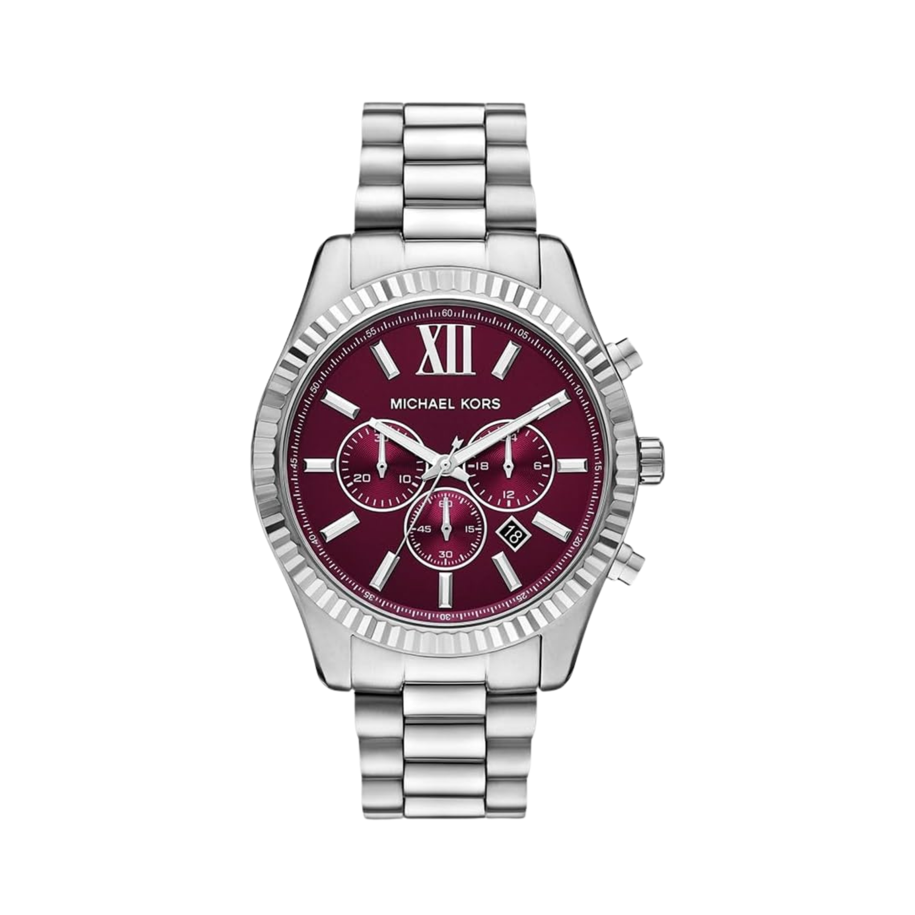 Michael Kors Men Lexington Stainless Steel Bracelet Watch - Silver Red