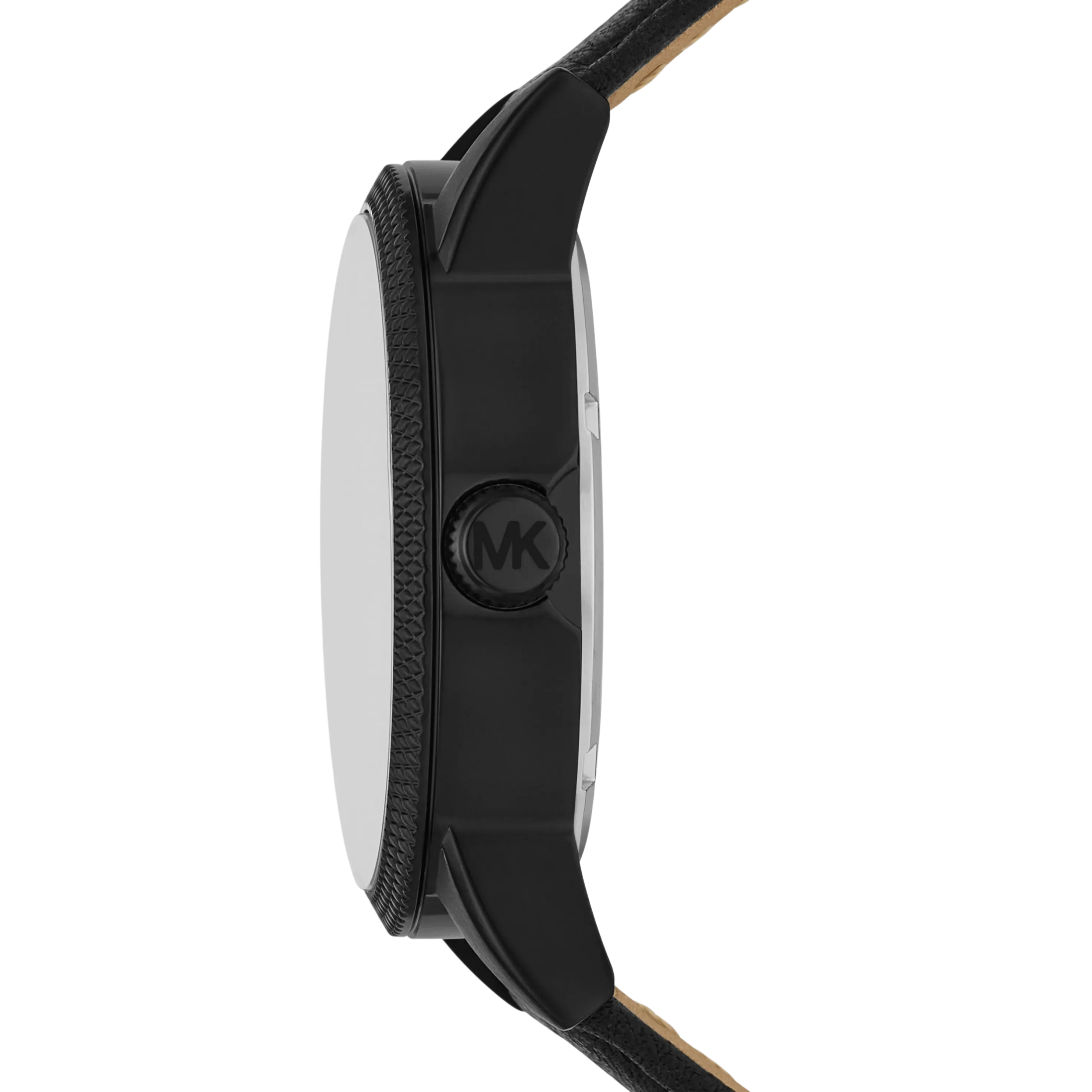 Michael Kors Men Oversized Hutton Black Tone and Leather Watch - Black