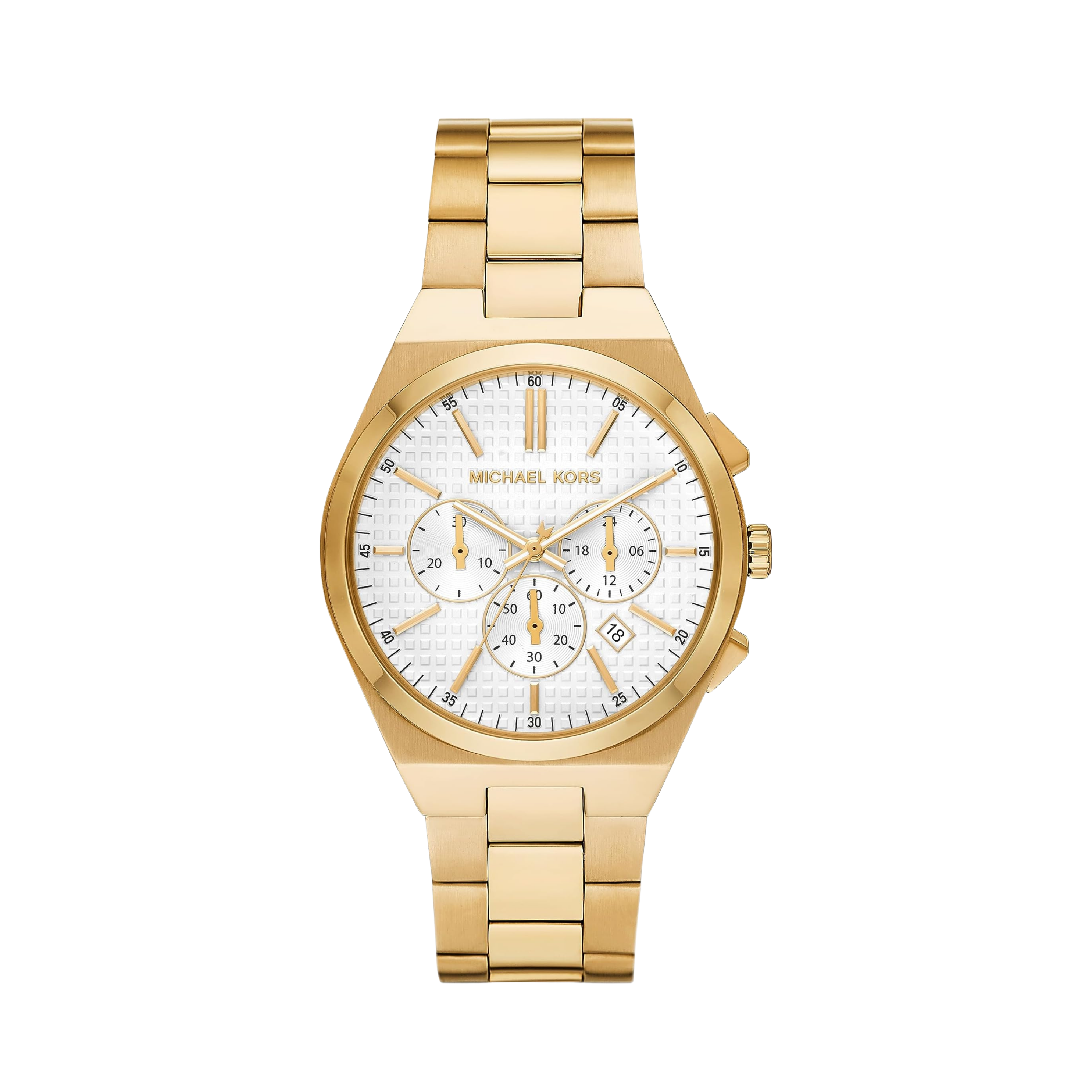 Michael Kors Men Lennox Stainless Steel Chronograph Watch - Gold White