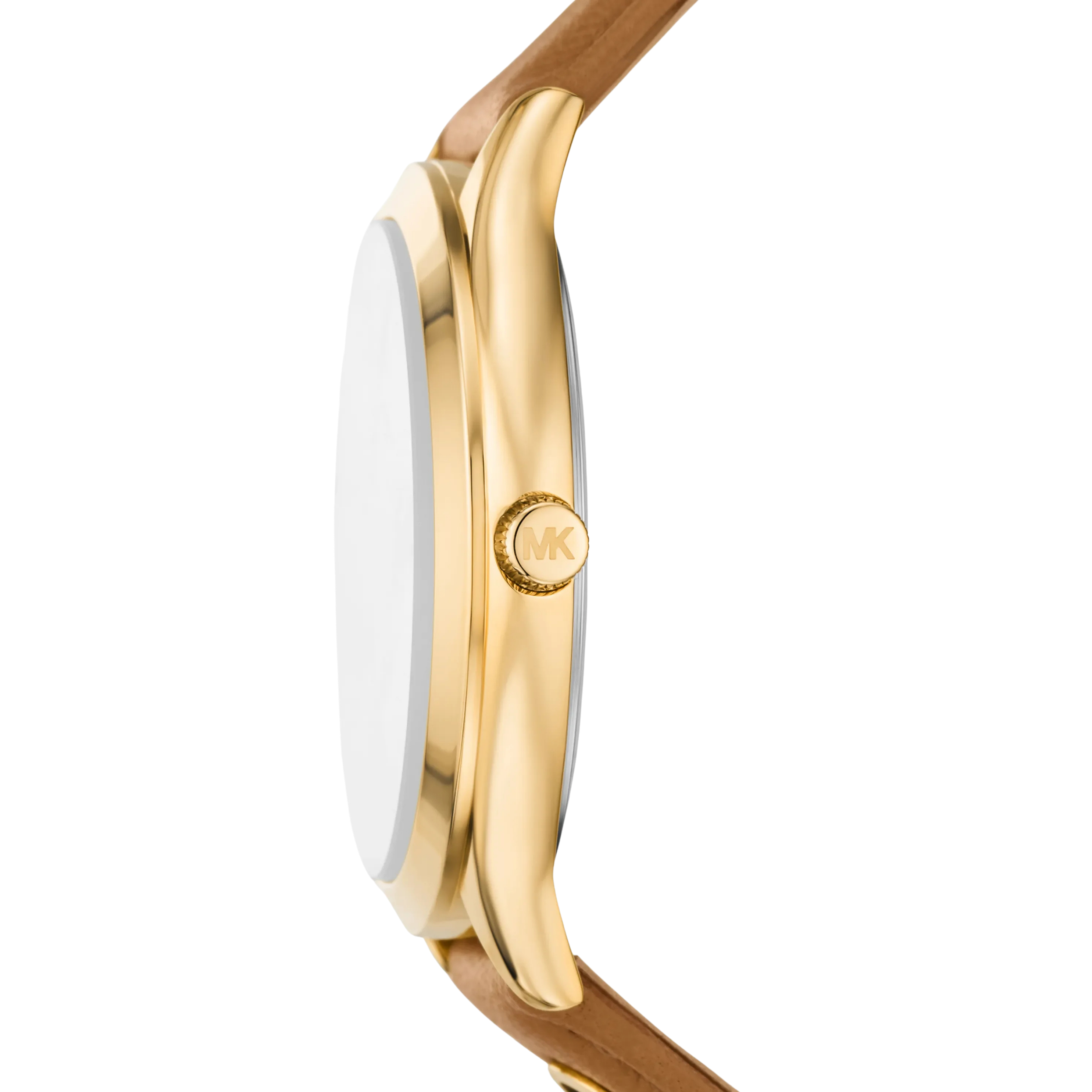 Michael Kors Women Slim Runway Gold Tone and Leather Watch - Luggage