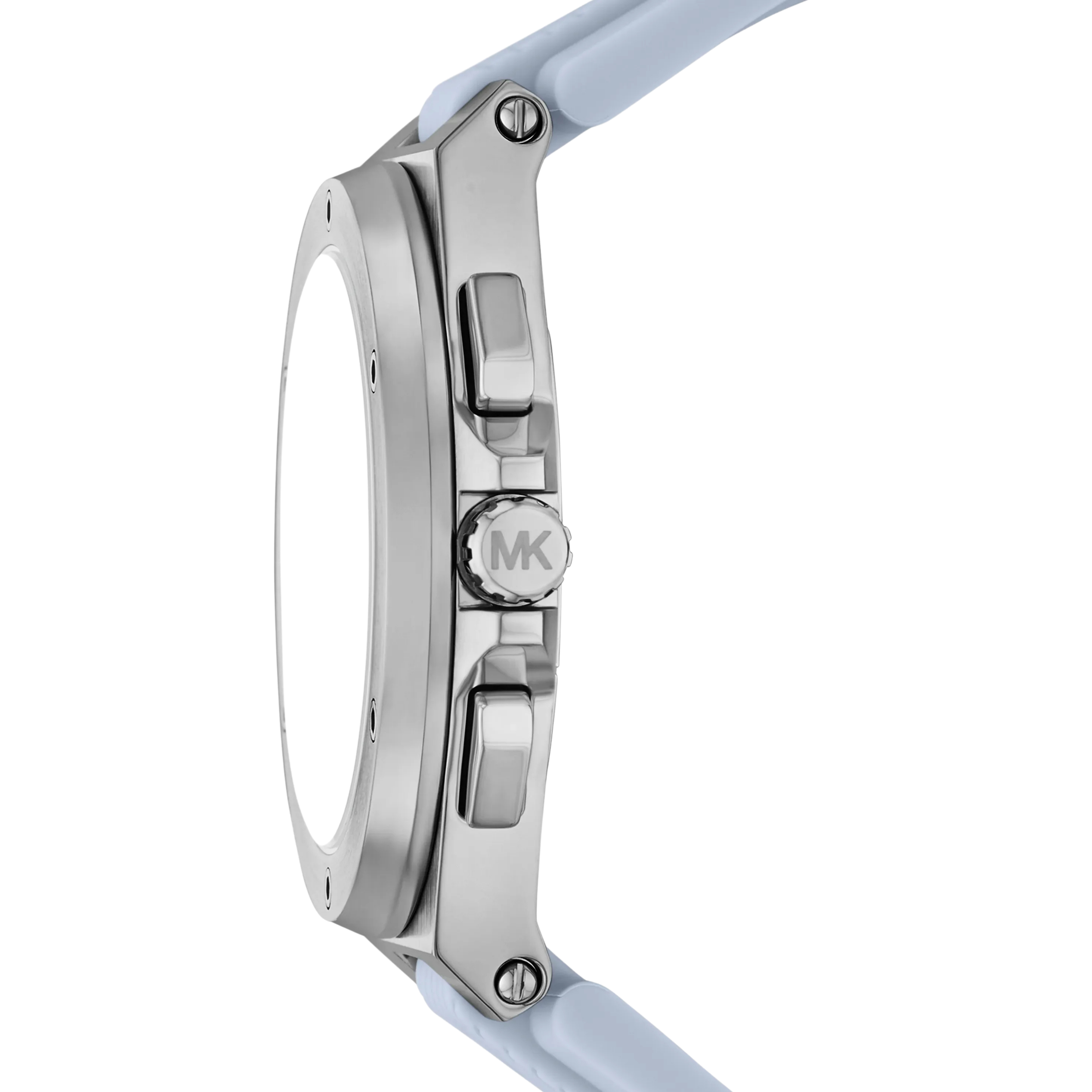 Michael Kors Women Oversized Lennox Silver Tone and Silicone Watch - Silver Blue