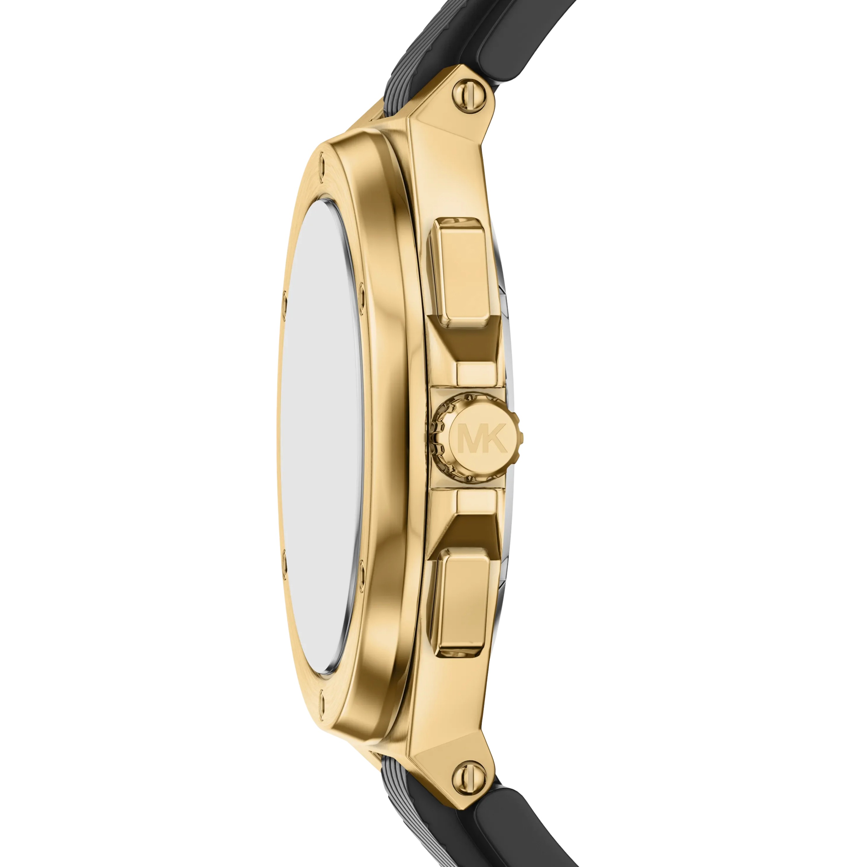 Michael Kors Women Oversized Lennox Gold Tone and Silicone Watch - Gold Black