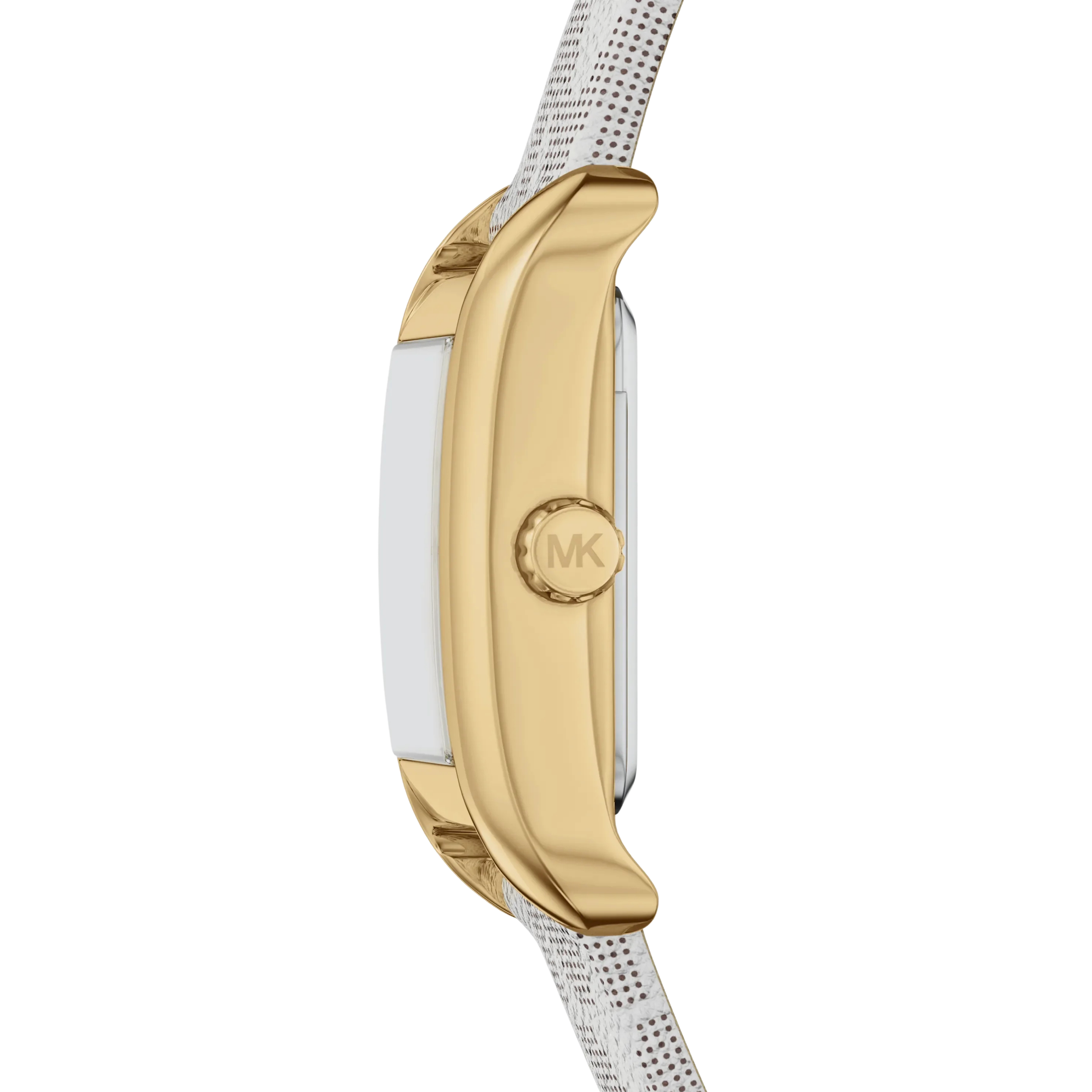 Michael Kors Women Mini Monroe Gold Tone and Logo Strap Watch - Gold White